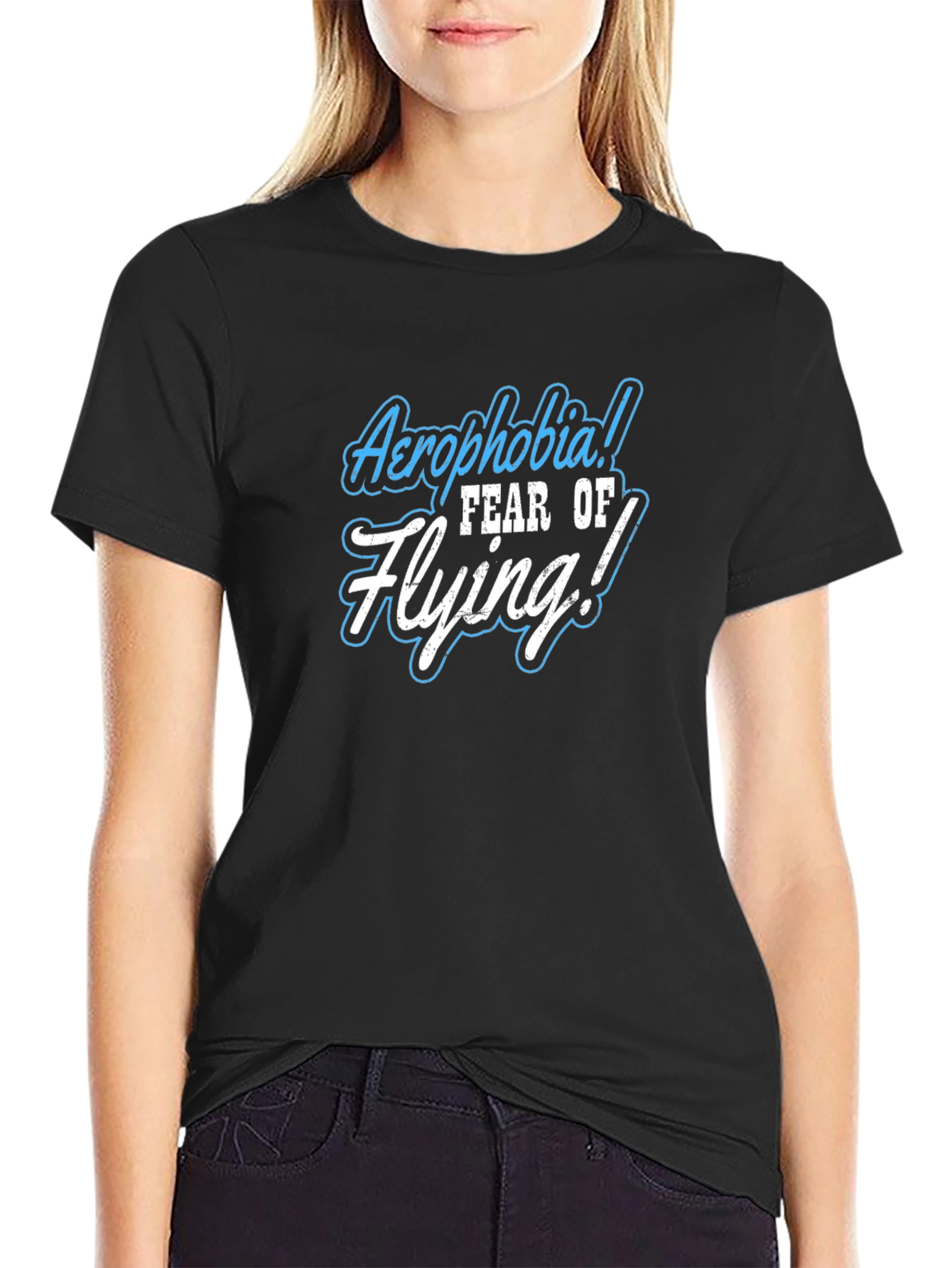 Aerophobia Fear Of Flying Black T-Shirt
