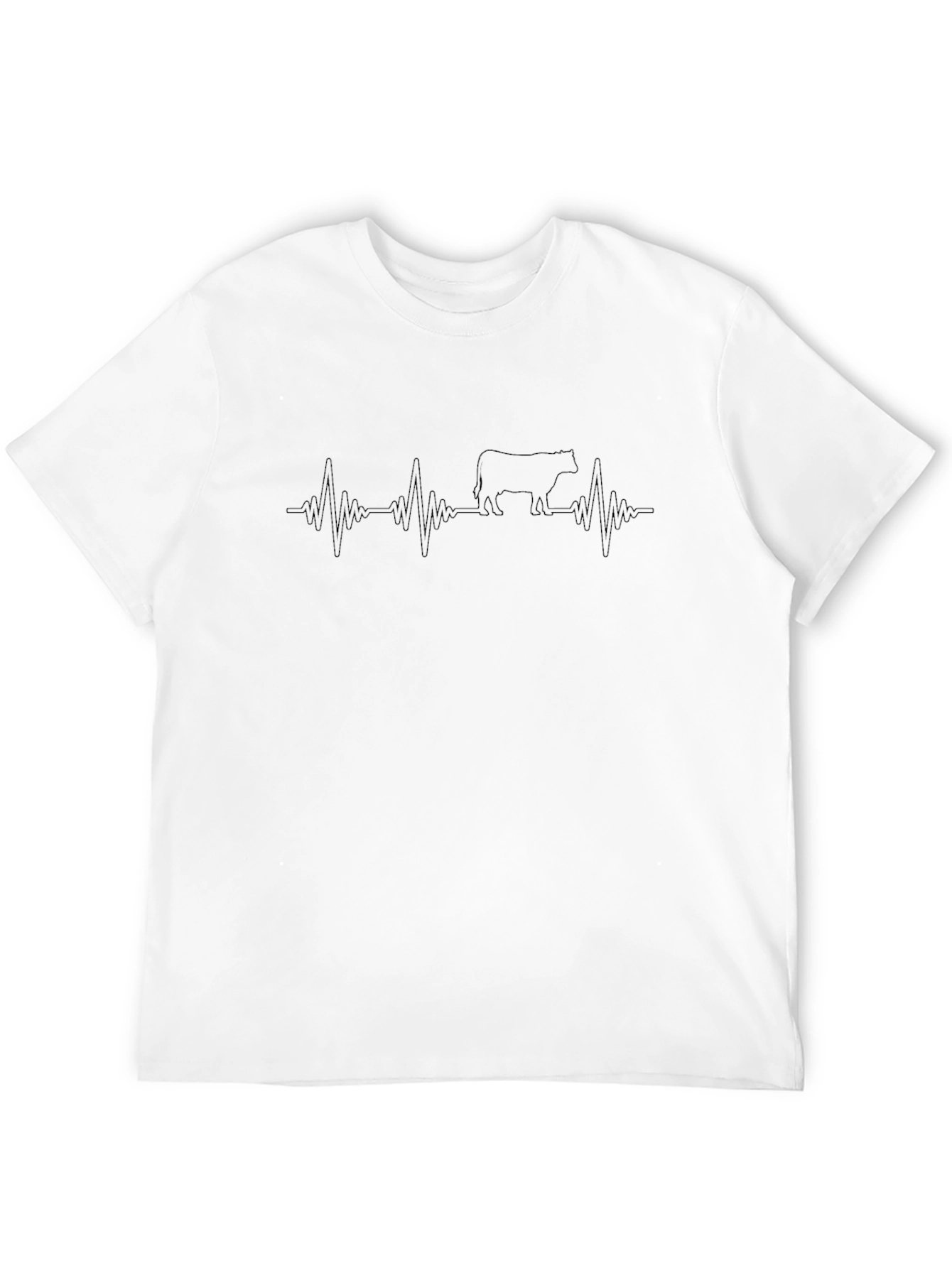 Cow Heartbeat Graphic T-Shirt - Stylish Animal Lover Tee