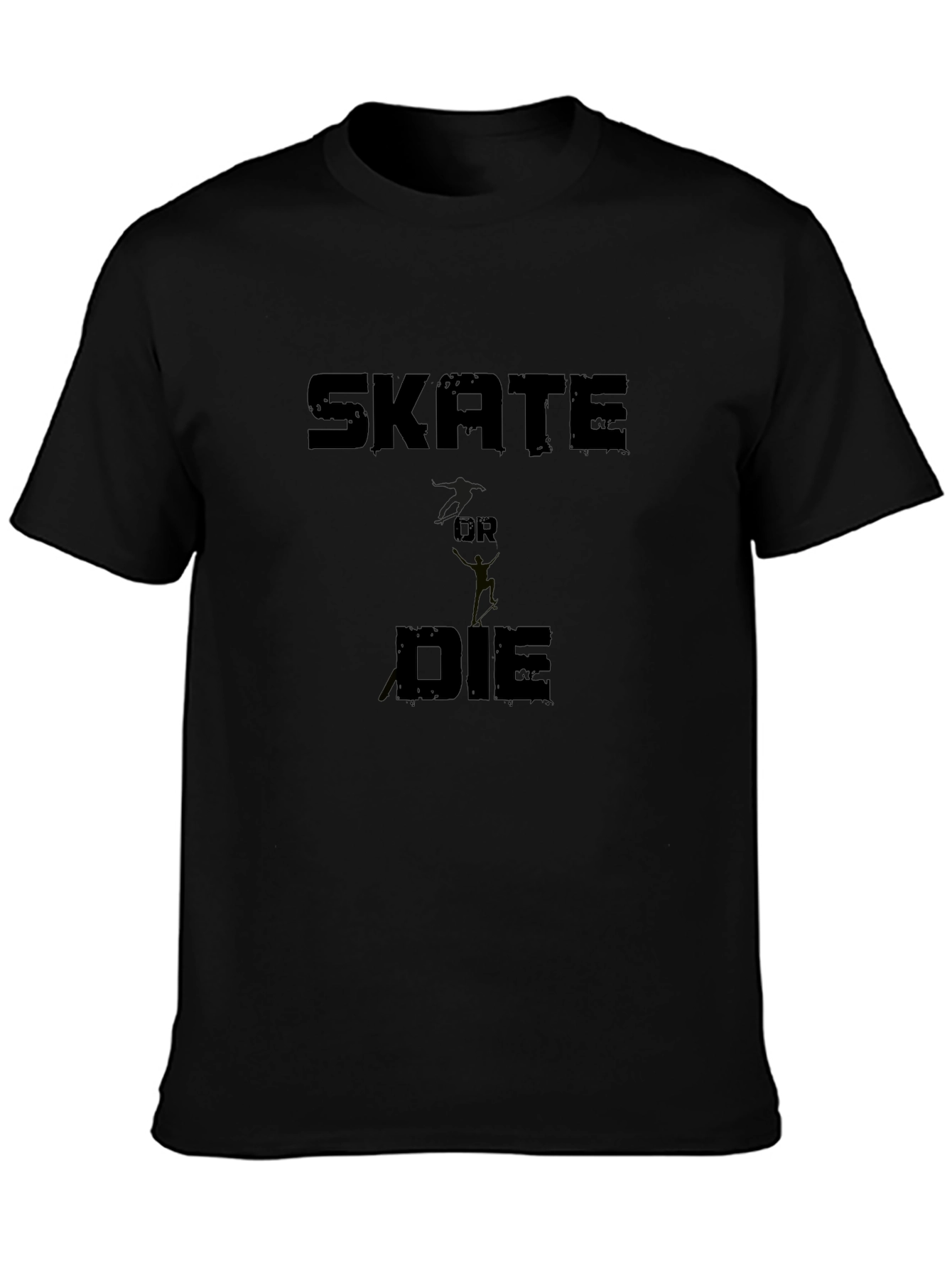 Skate Or Die Graphic Print Black T-Shirt