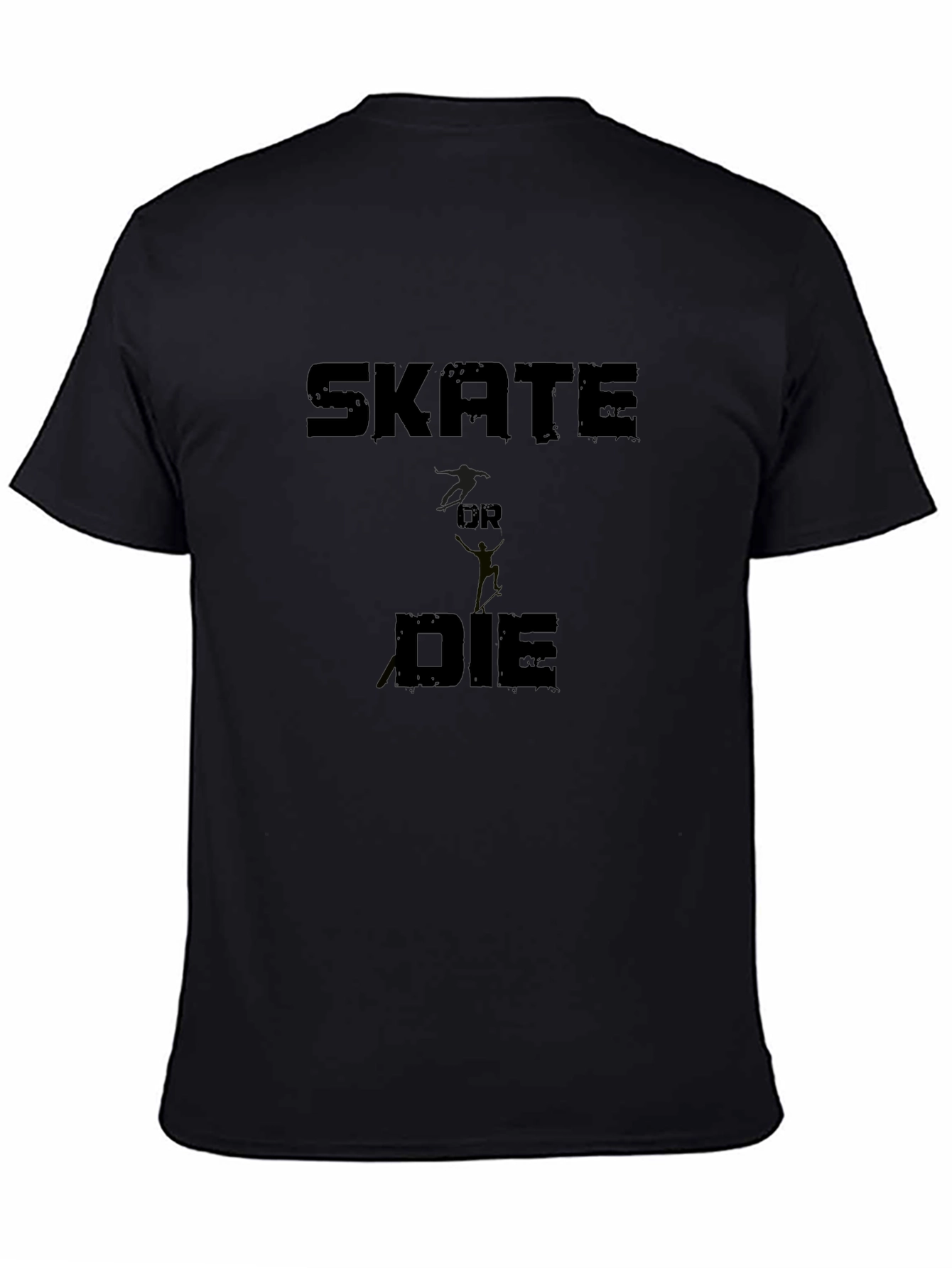 Skate Or Die Graphic Print Black T-Shirt