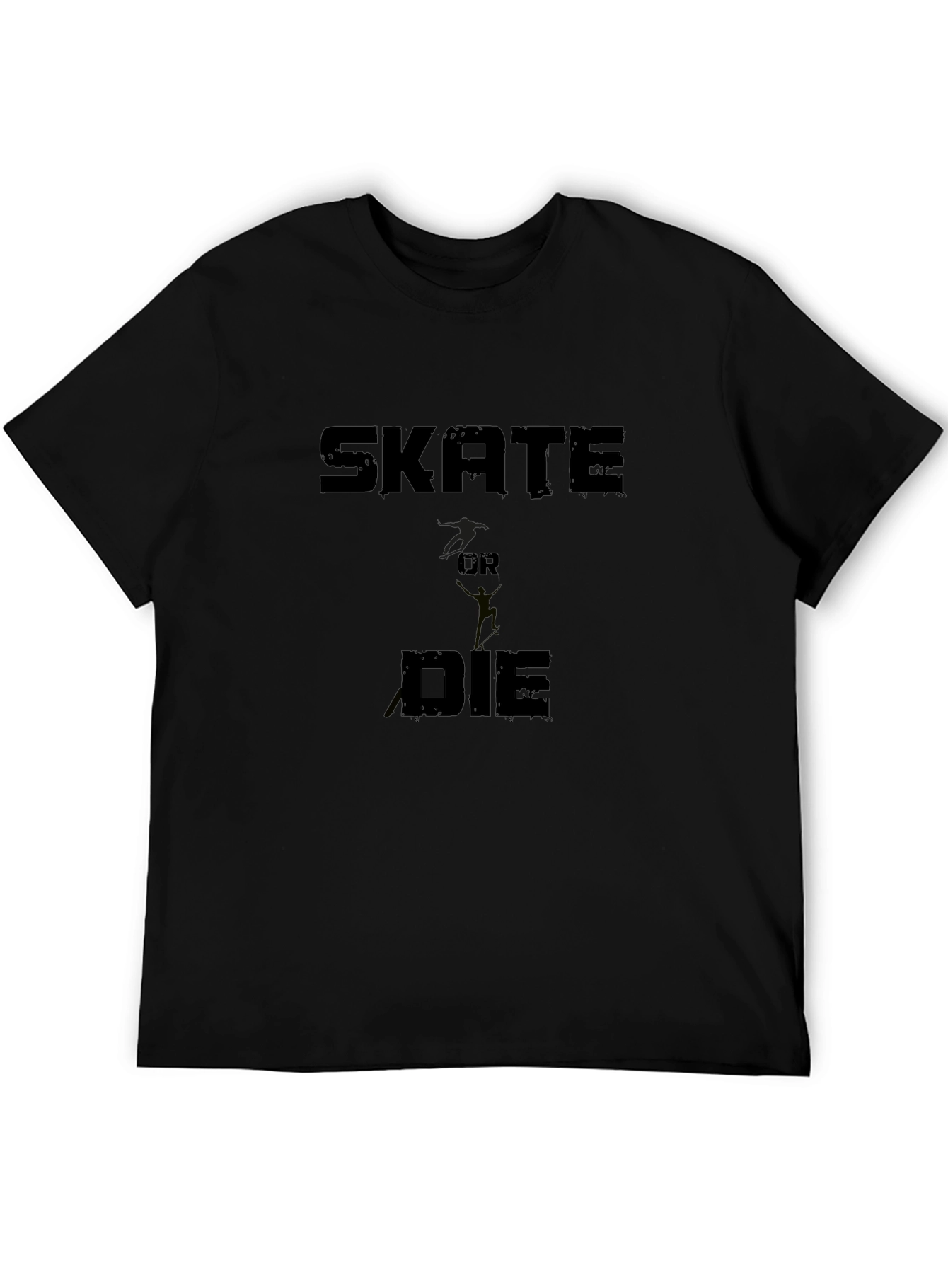 Skate Or Die Graphic Print Black T-Shirt