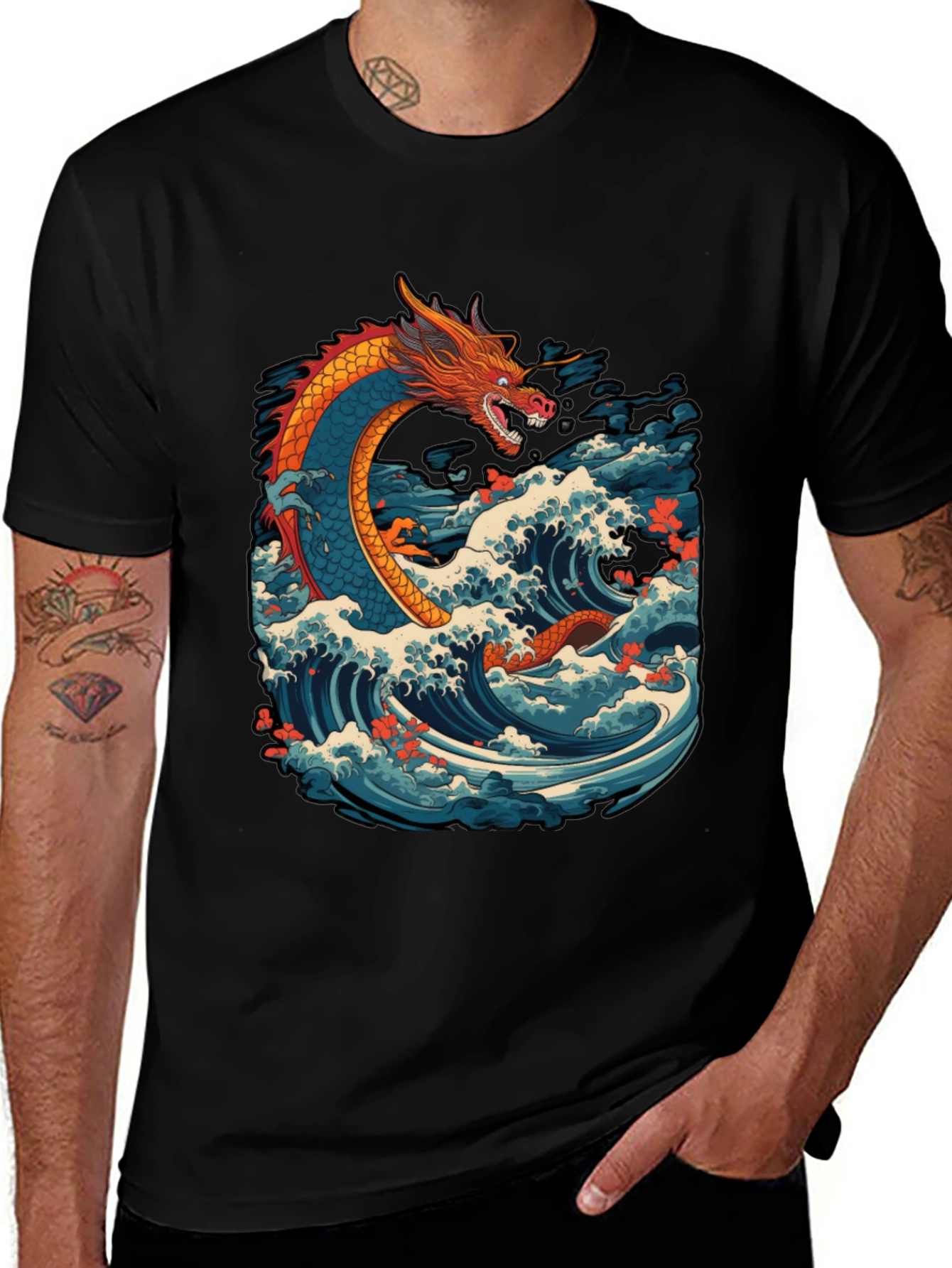 Dragon Wave T-Shirt - Artistic Graphic Tee