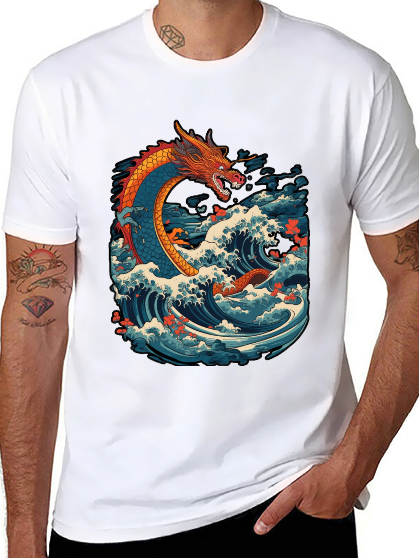 Dragon Wave T-Shirt - Artistic Graphic Tee
