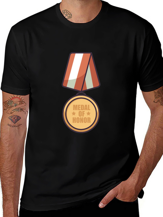 Medal of Honor Graphic Tee - Black Cotton Casual Shirt
