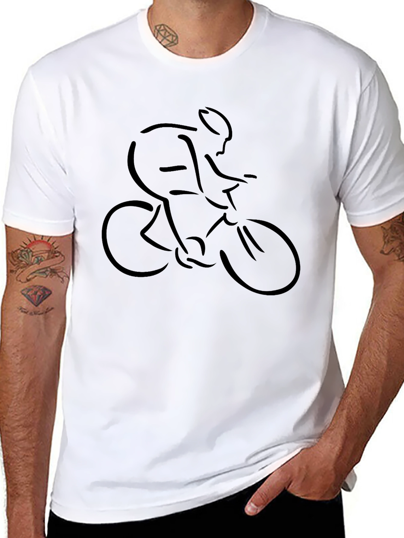 Biker Graphic Tee - Mens Black Casual T-Shirt