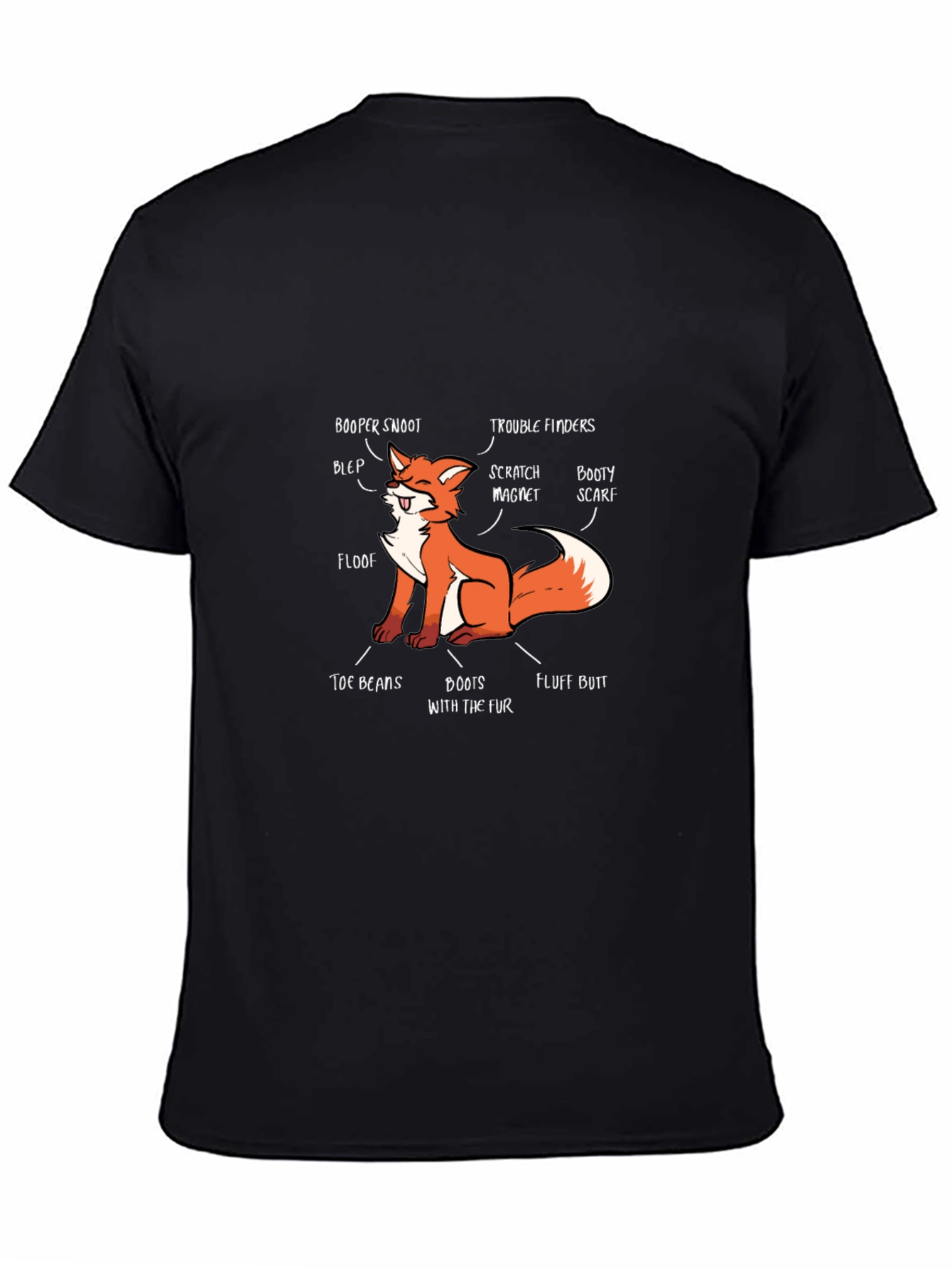 Funny Fox Anatomy Black T-Shirt