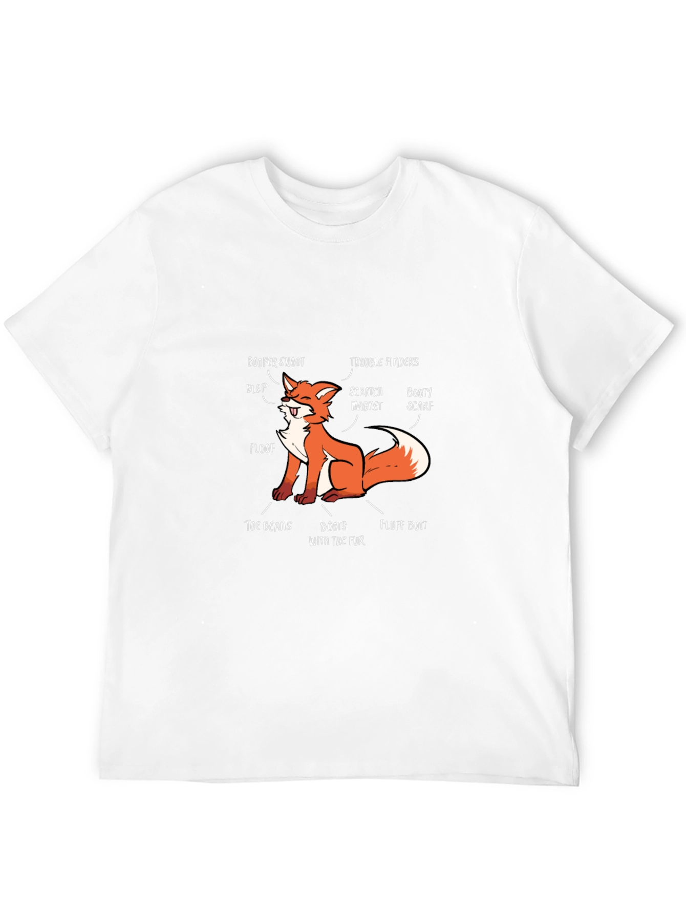 Funny Fox Anatomy Black T-Shirt