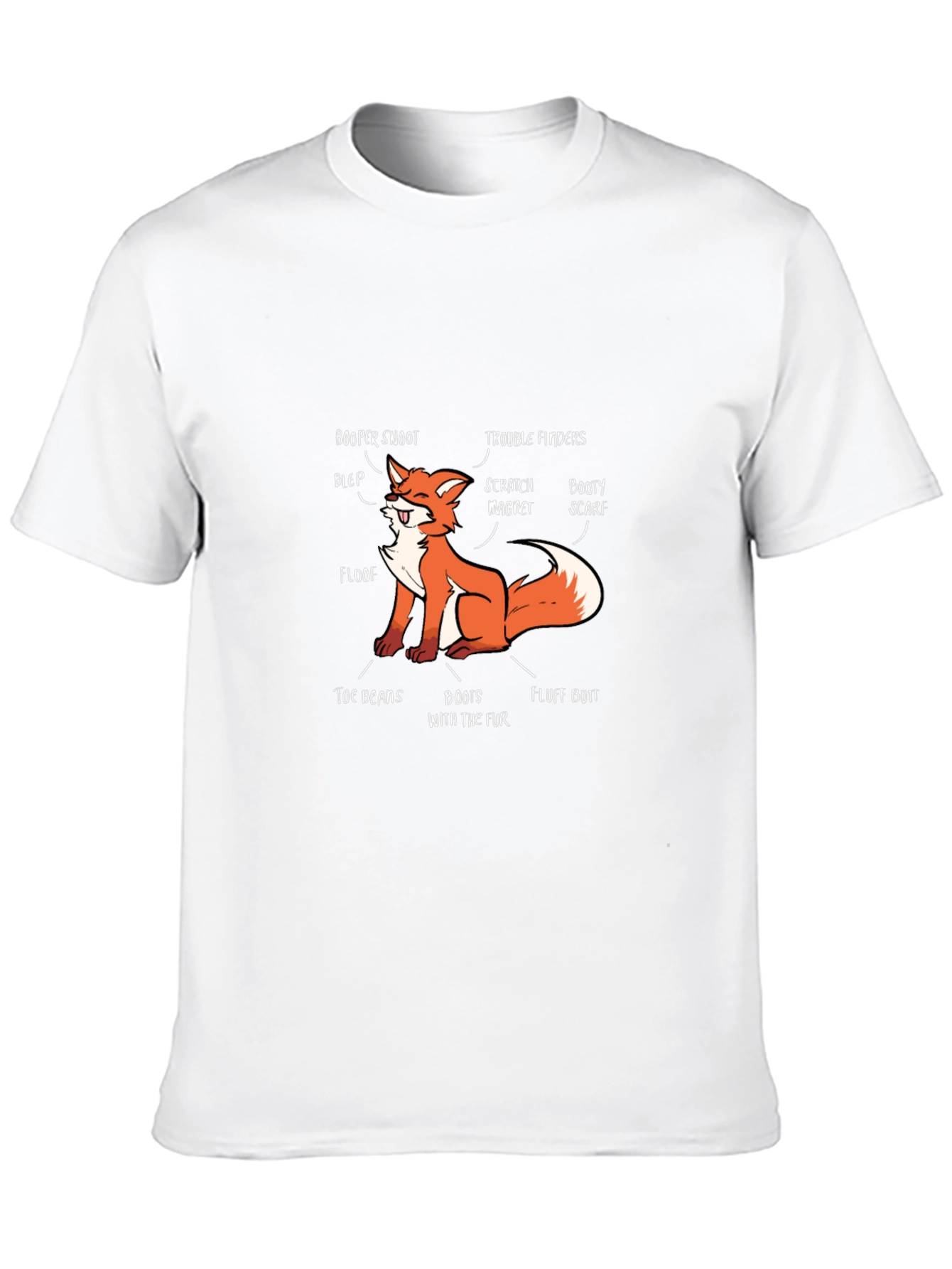 Funny Fox Anatomy Black T-Shirt
