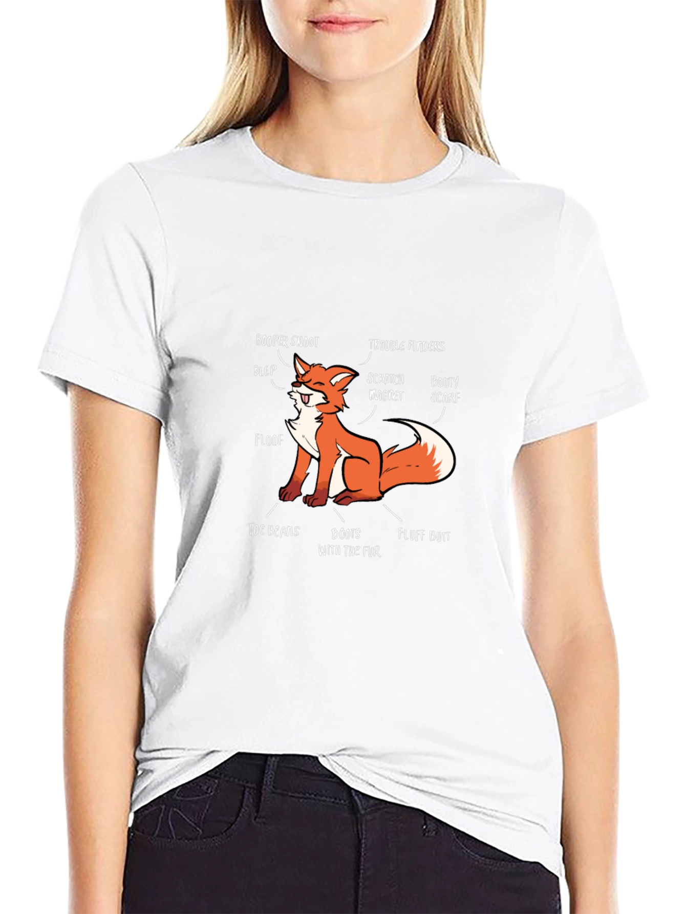 Funny Fox Anatomy Black T-Shirt