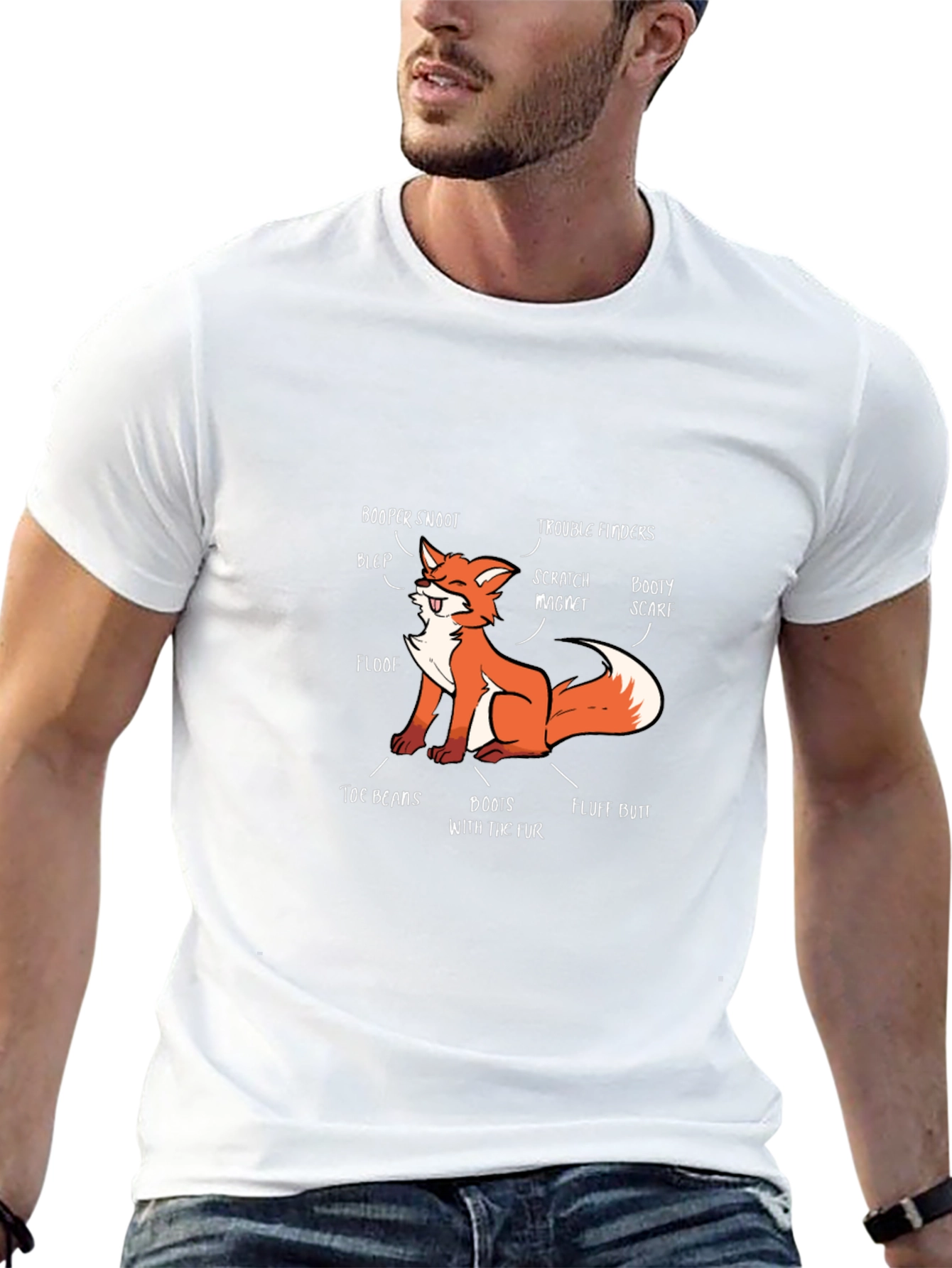 Funny Fox Anatomy Black T-Shirt