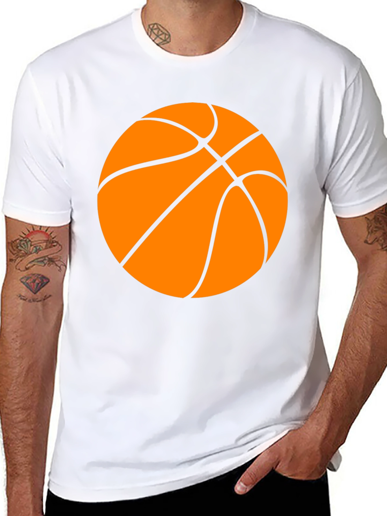 Basketball Graphic Tee - Black Cotton T-Shirt