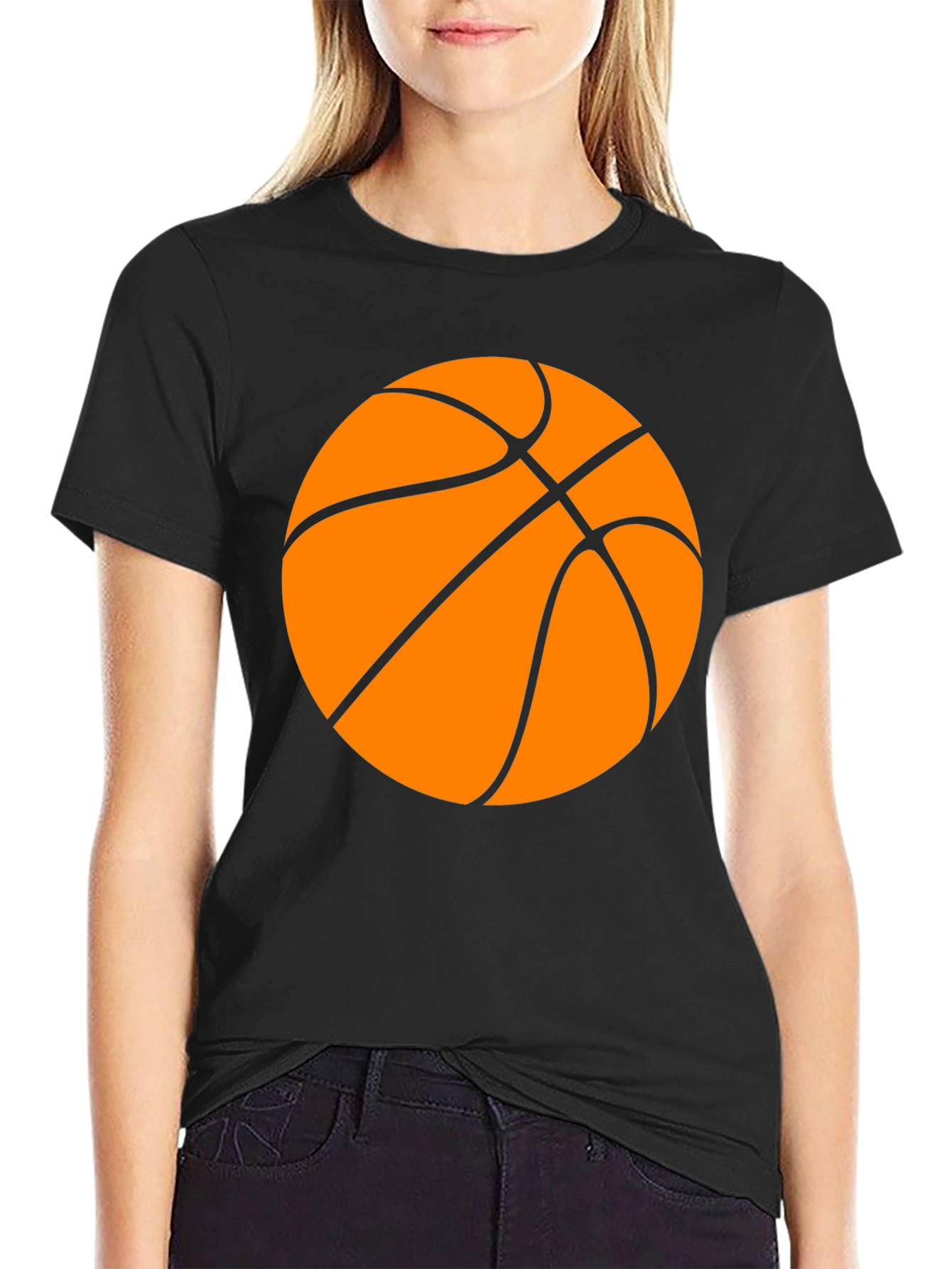 Basketball Graphic Tee - Black Cotton T-Shirt