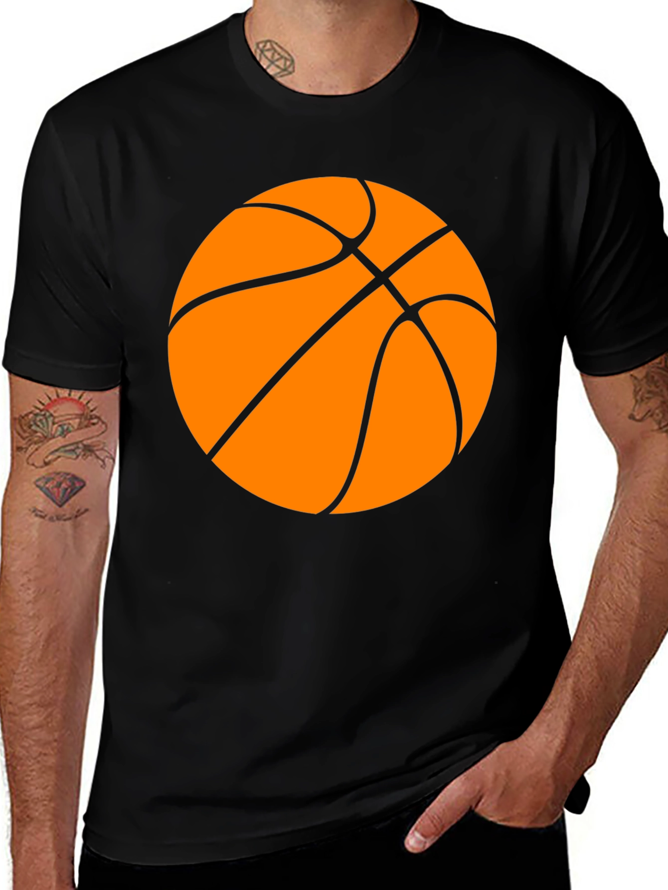 Basketball Graphic Tee - Black Cotton T-Shirt