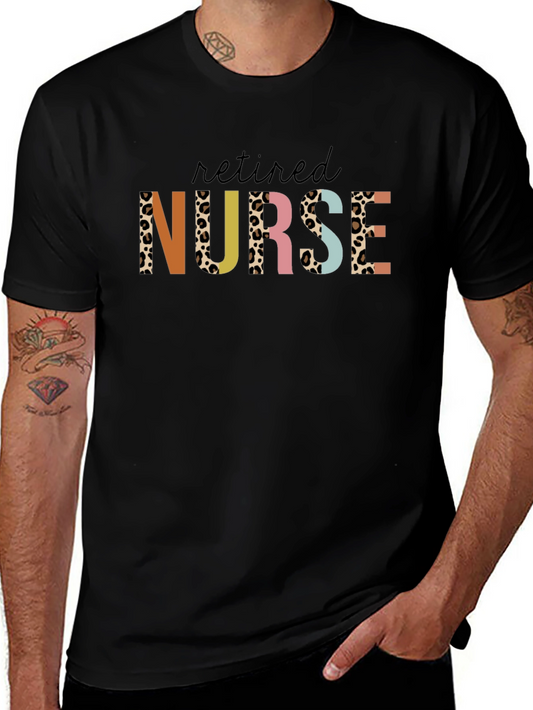 Retired Nurse T-Shirt - Leopard Print Design