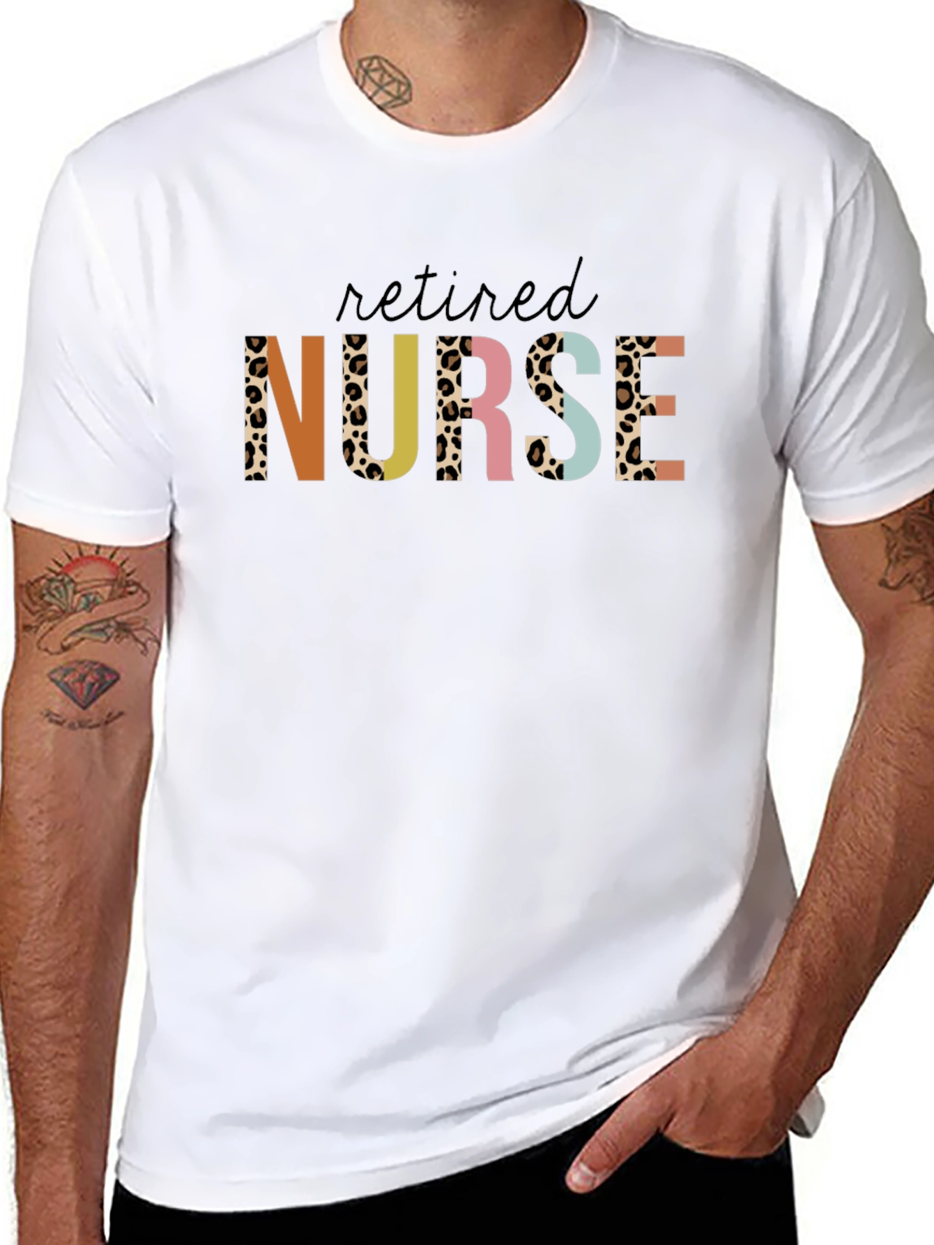 Retired Nurse T-Shirt - Leopard Print Design