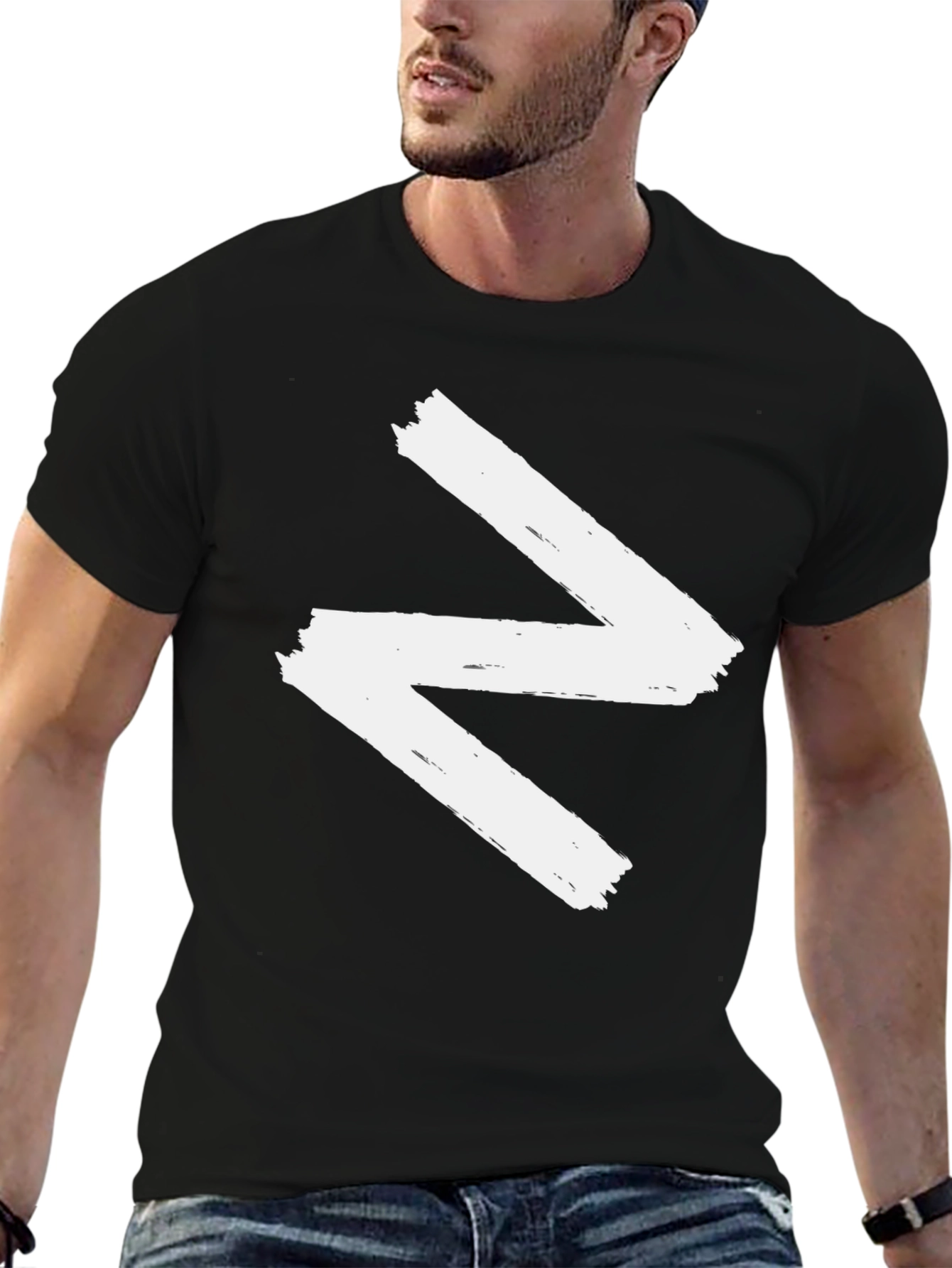 Abstract Zig-Zag Graphic Black T-Shirt