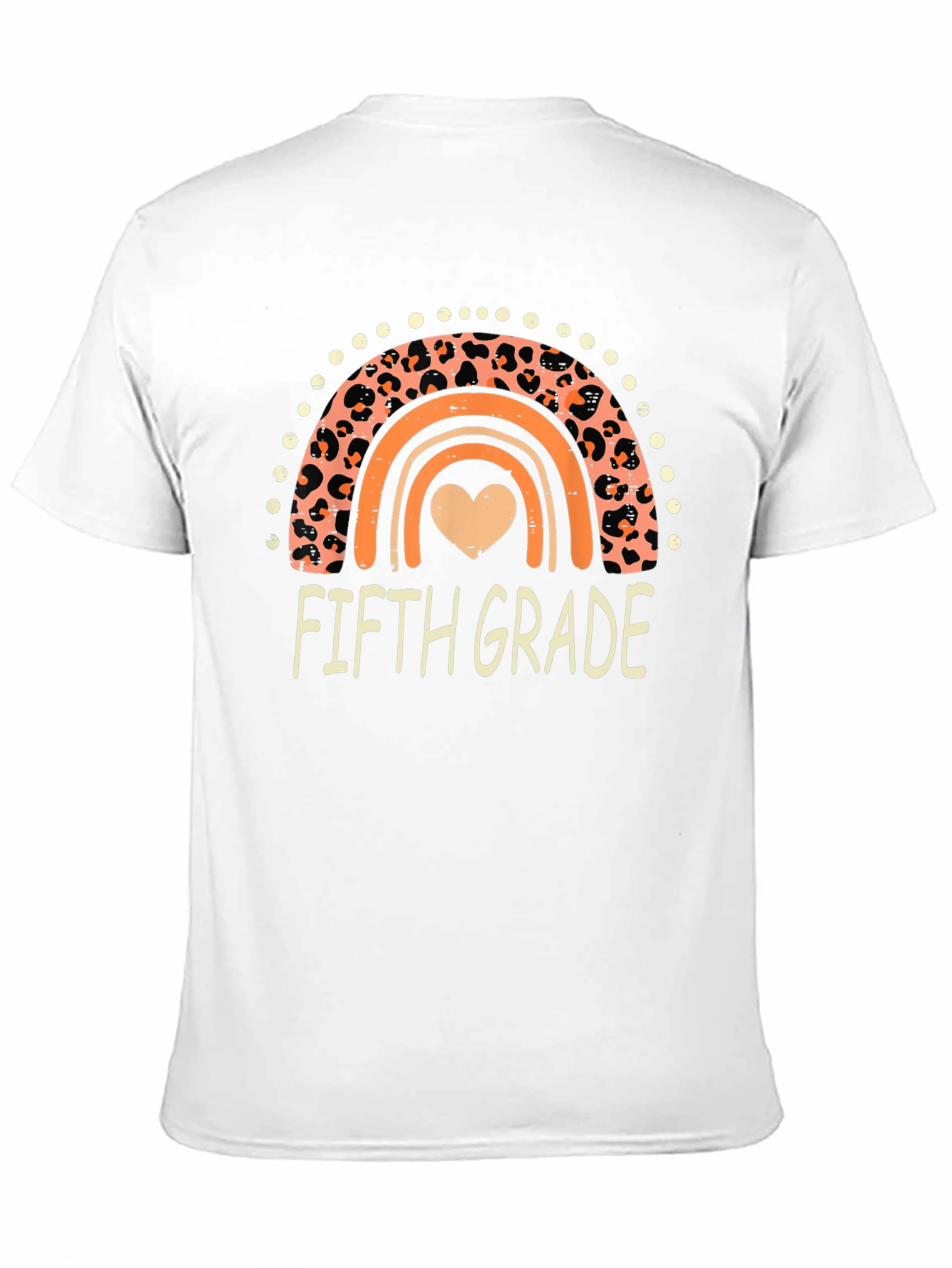 Fifth Grade Leopard Rainbow Heart T-Shirt
