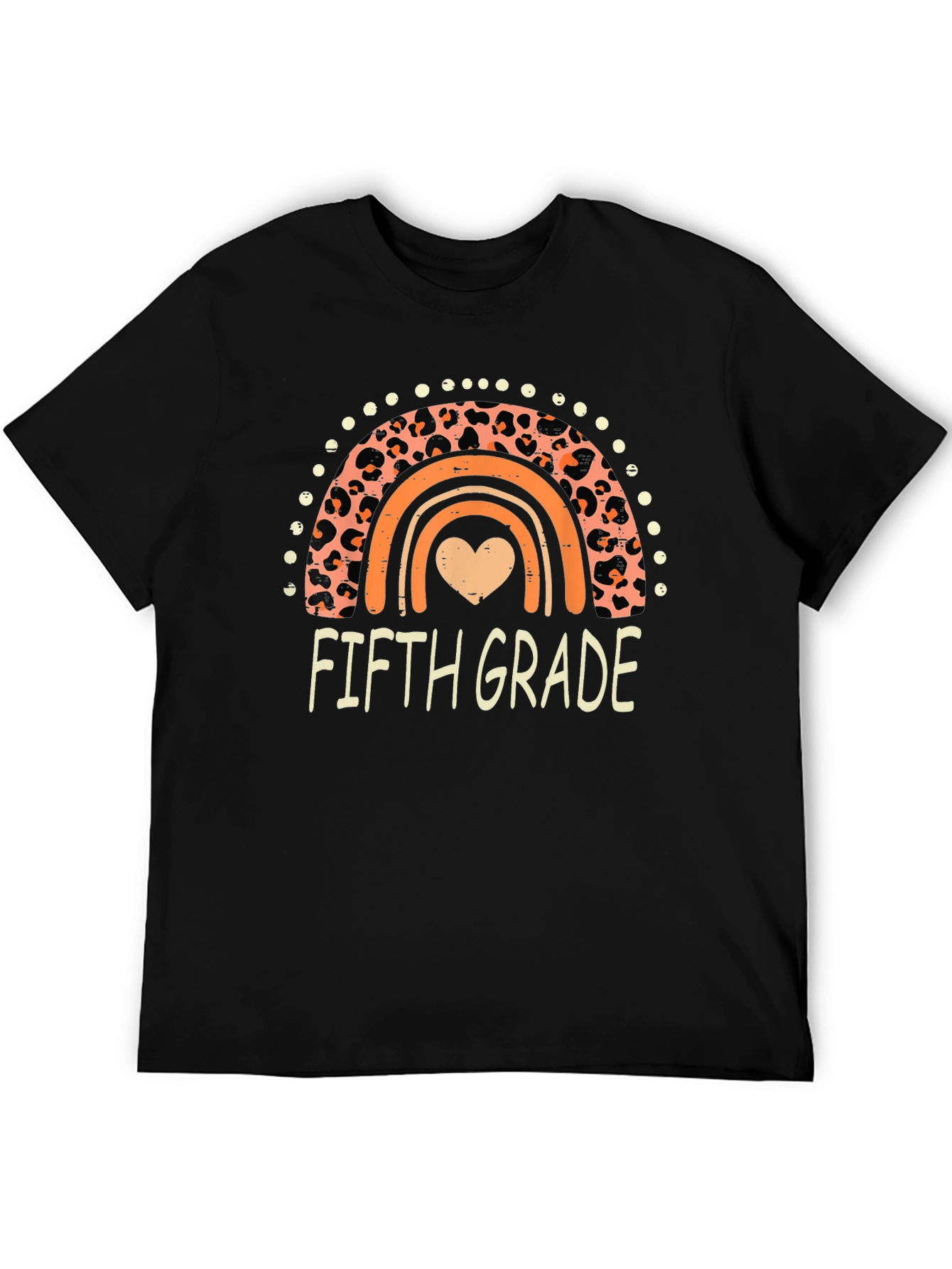 Fifth Grade Leopard Rainbow Heart T-Shirt