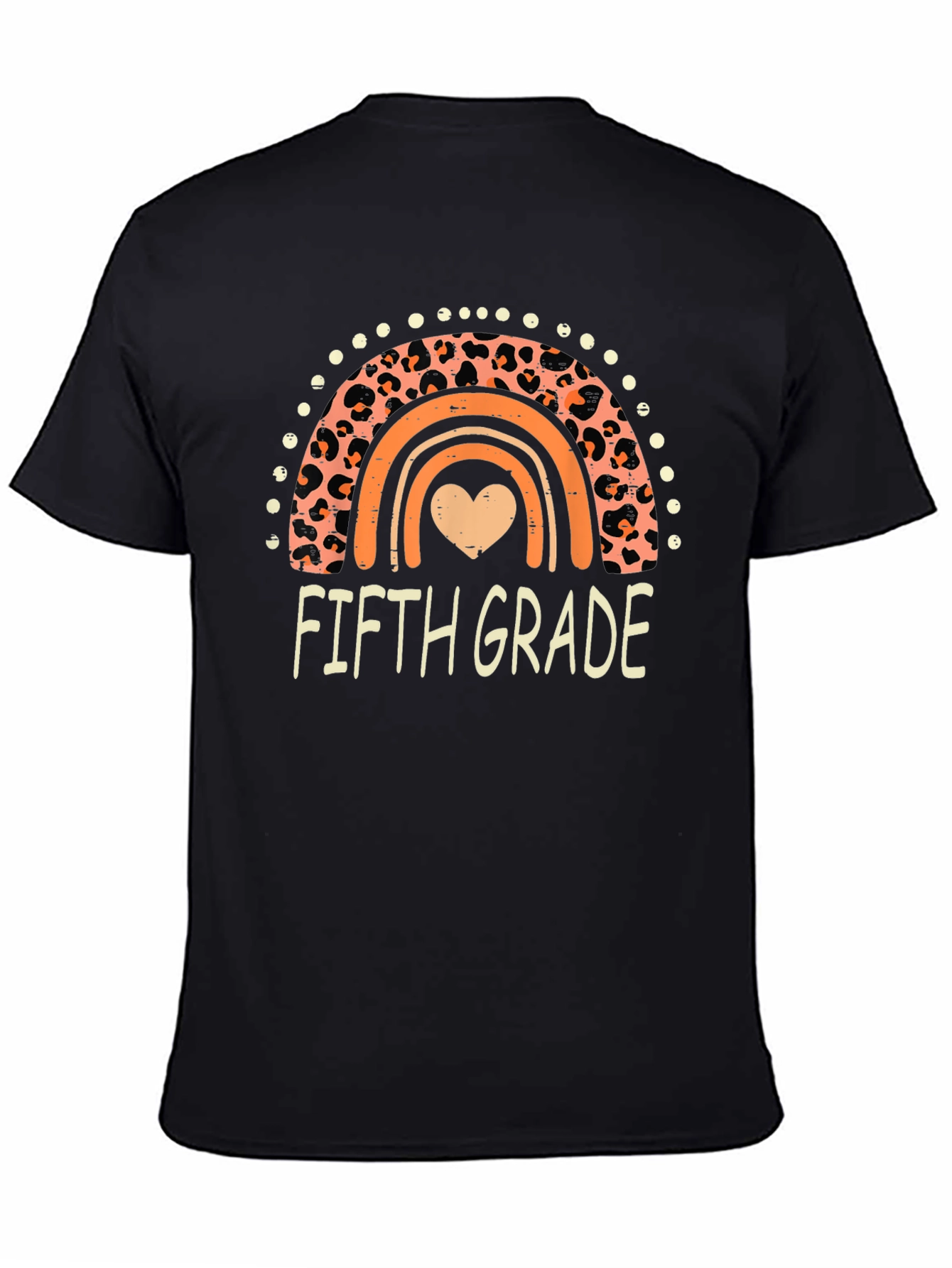 Fifth Grade Leopard Rainbow Heart T-Shirt