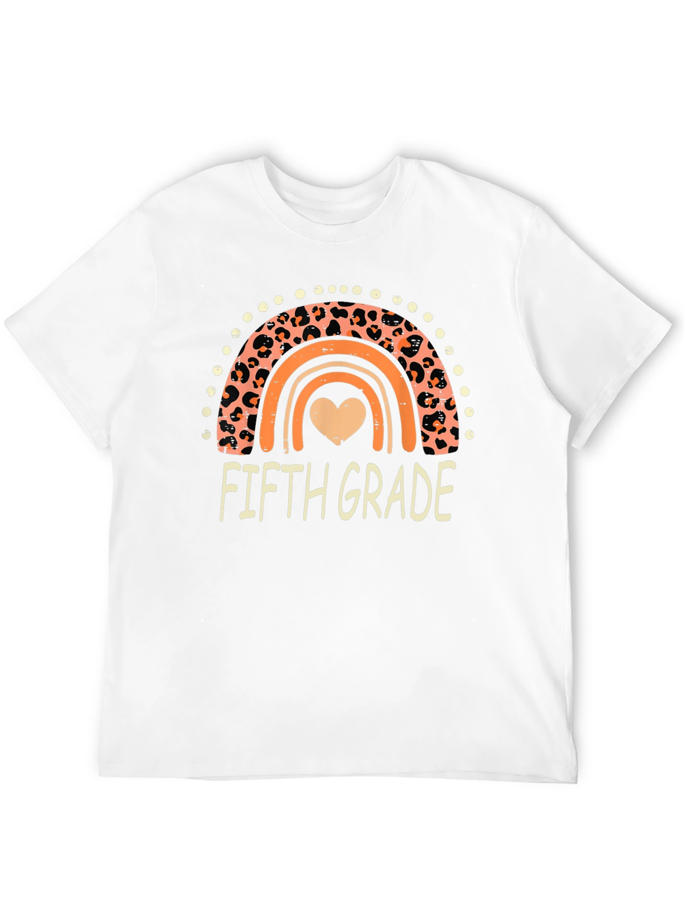 Fifth Grade Leopard Rainbow Heart T-Shirt