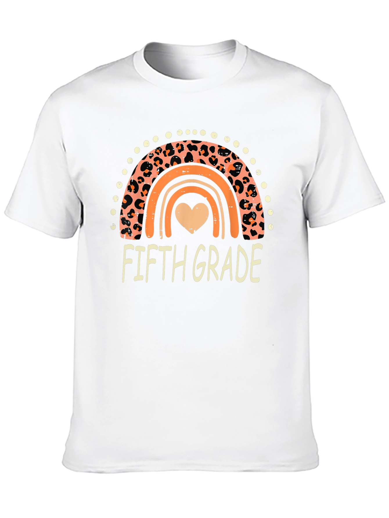 Fifth Grade Leopard Rainbow Heart T-Shirt