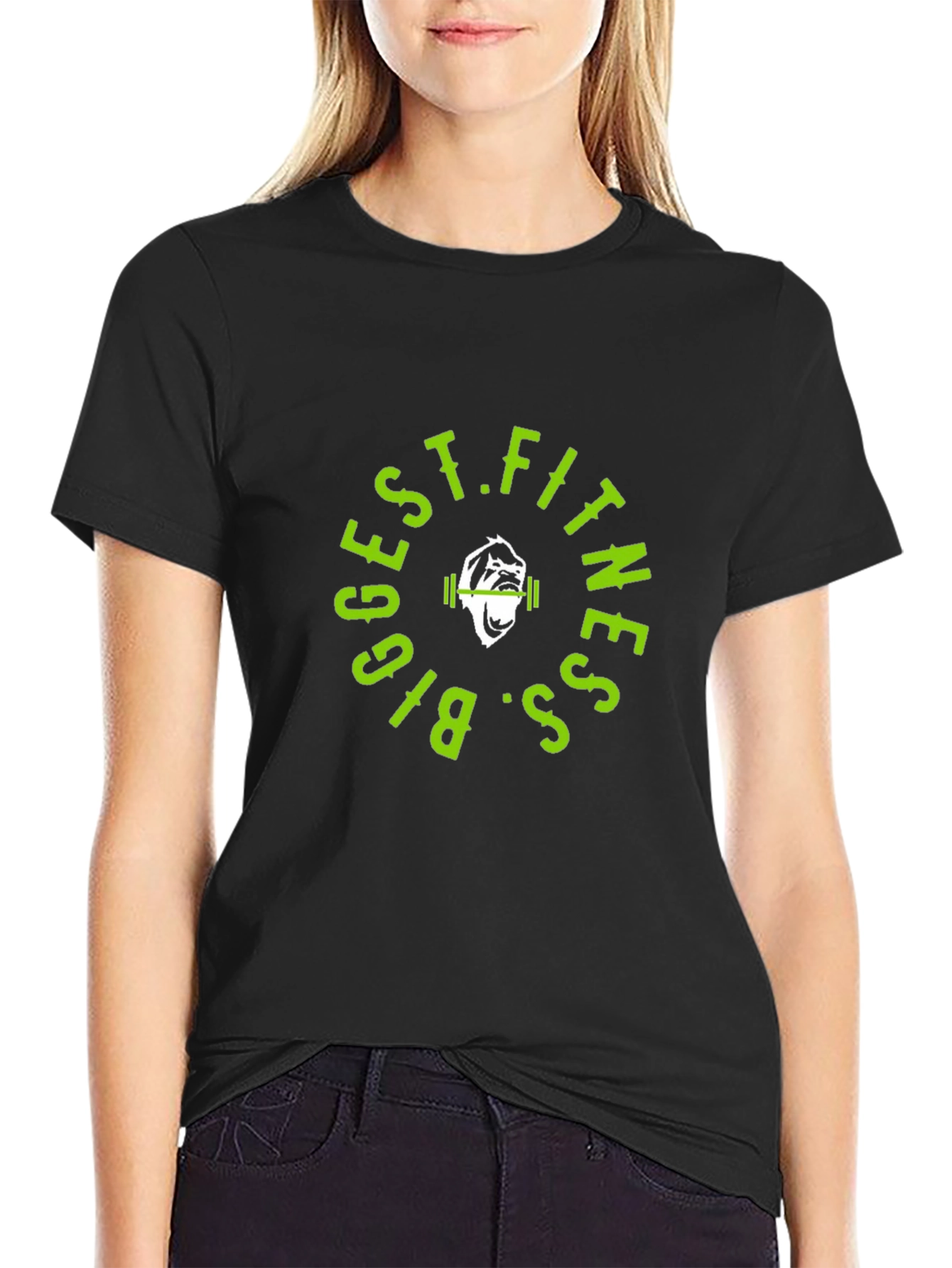 Biggest Fitness T-Shirt Gorilla Gym Black Cotton