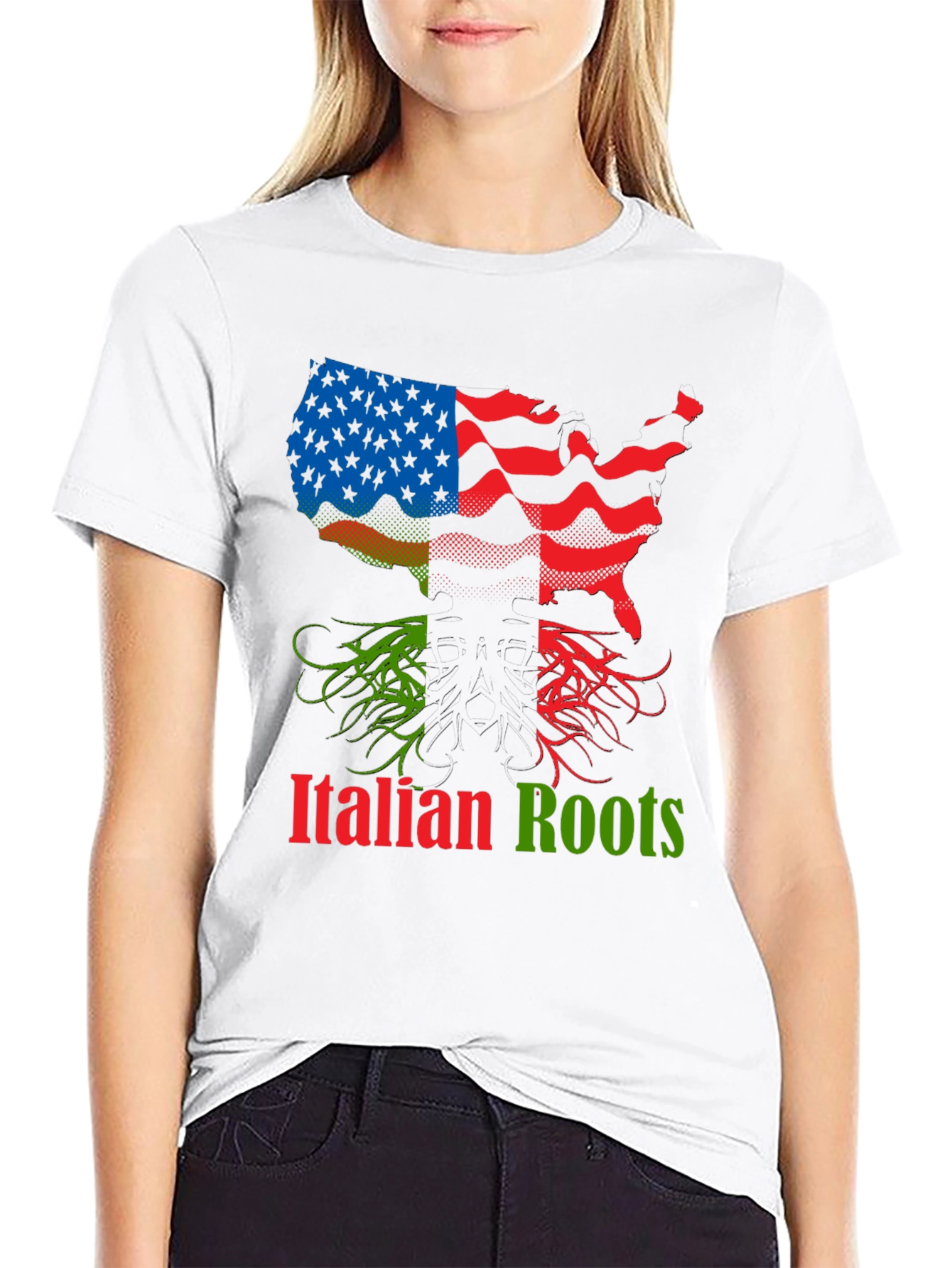 Italian Roots USA Flag Graphic Tee