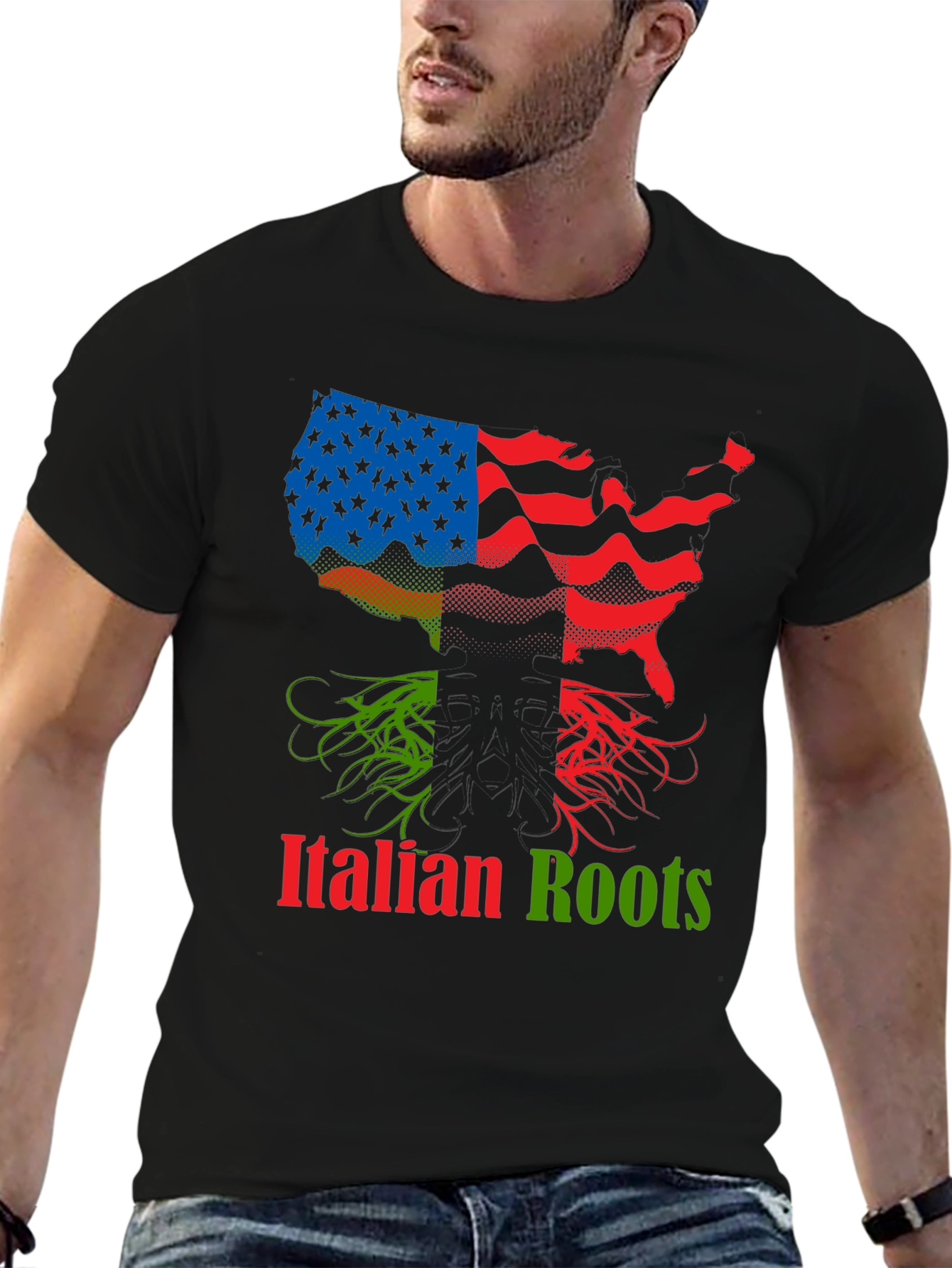 Italian Roots USA Flag Graphic Tee