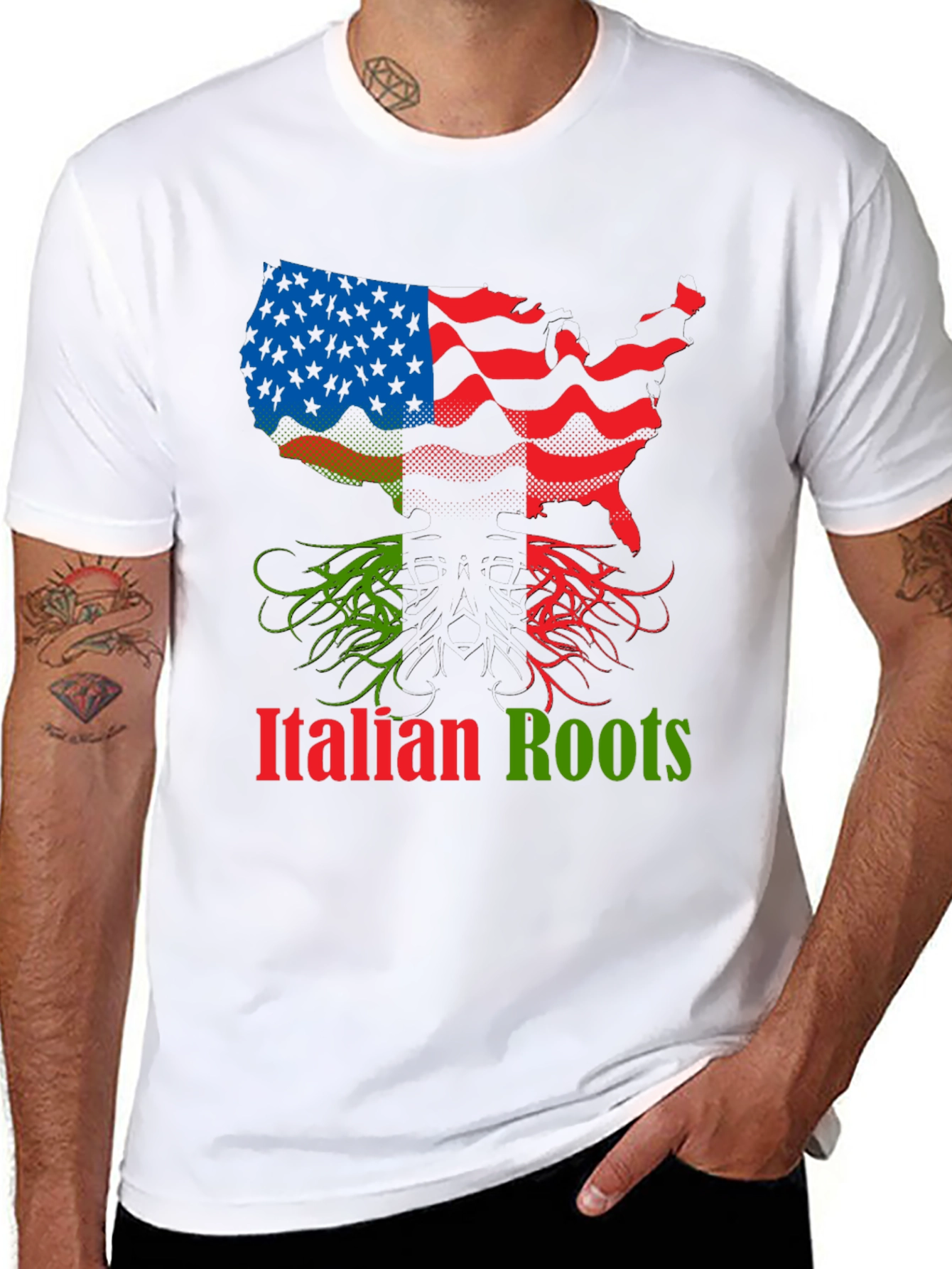 Italian Roots USA Flag Graphic Tee