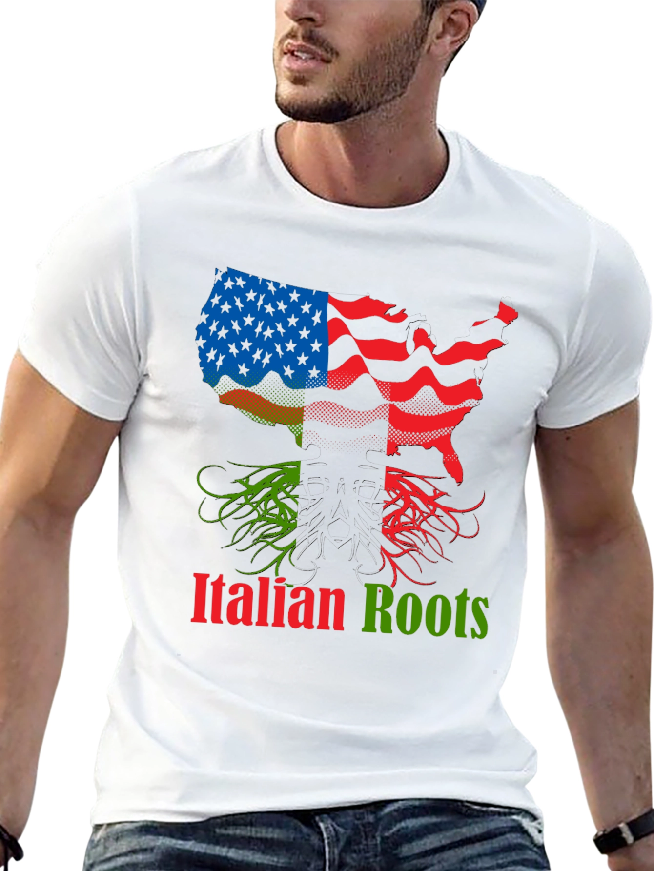 Italian Roots USA Flag Graphic Tee