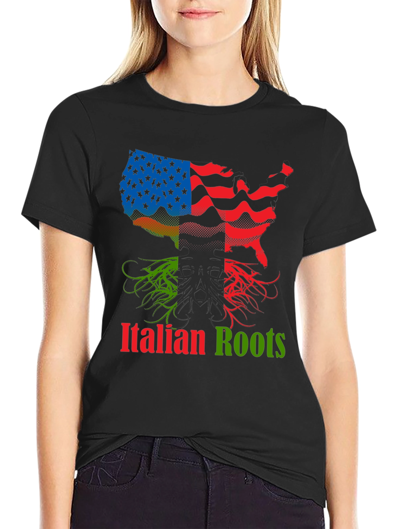 Italian Roots USA Flag Graphic Tee
