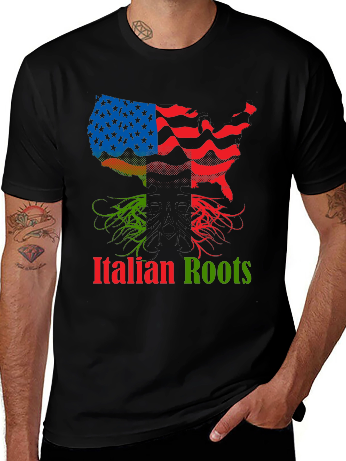 Italian Roots USA Flag Graphic Tee