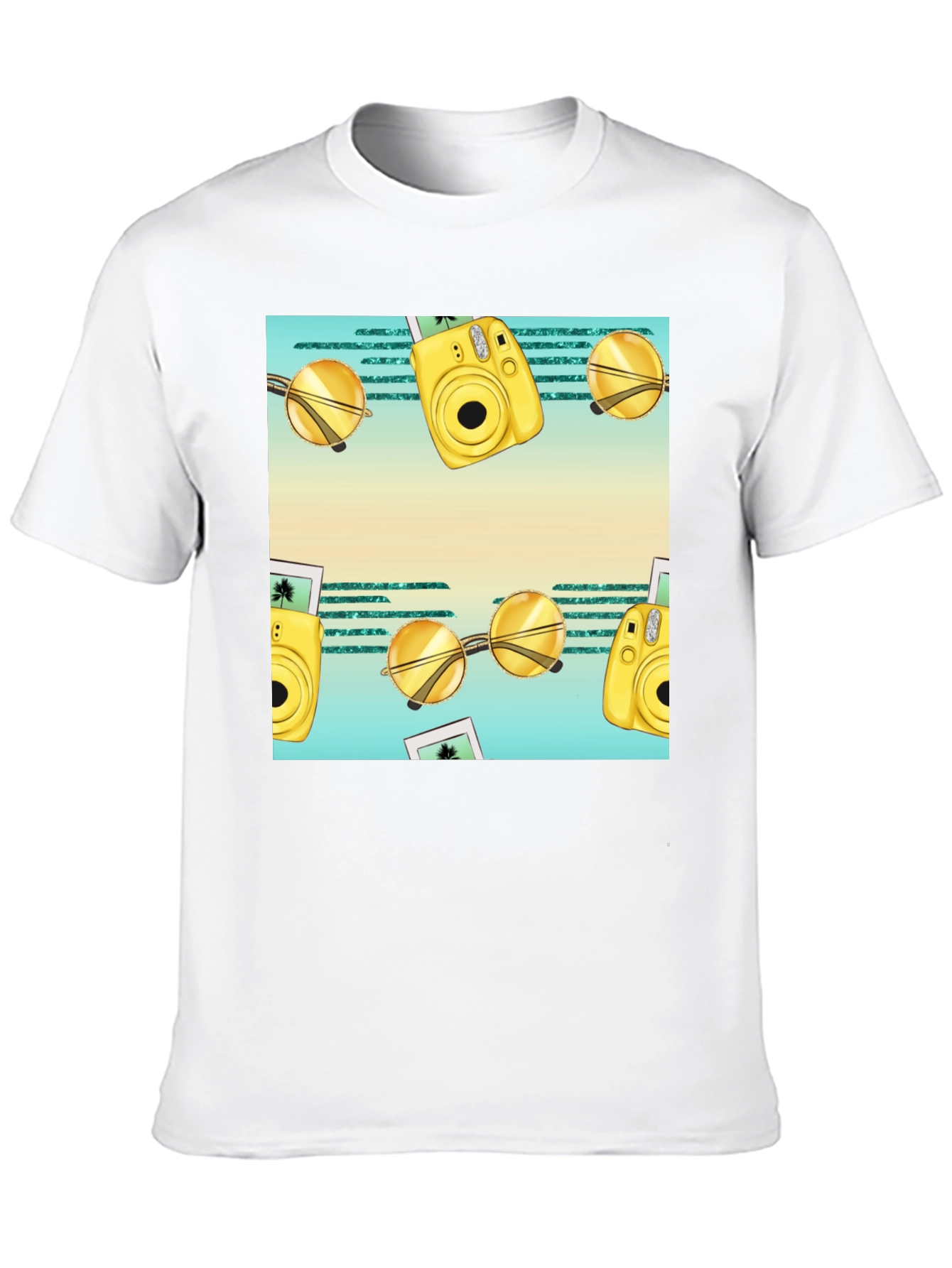 Summer Fun T-Shirt: Camera & Sunglasses Print