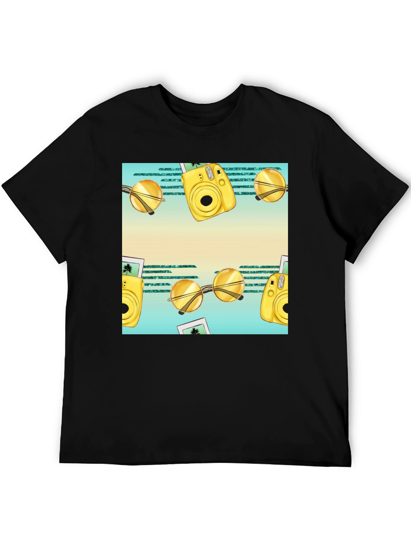 Summer Fun T-Shirt: Camera & Sunglasses Print