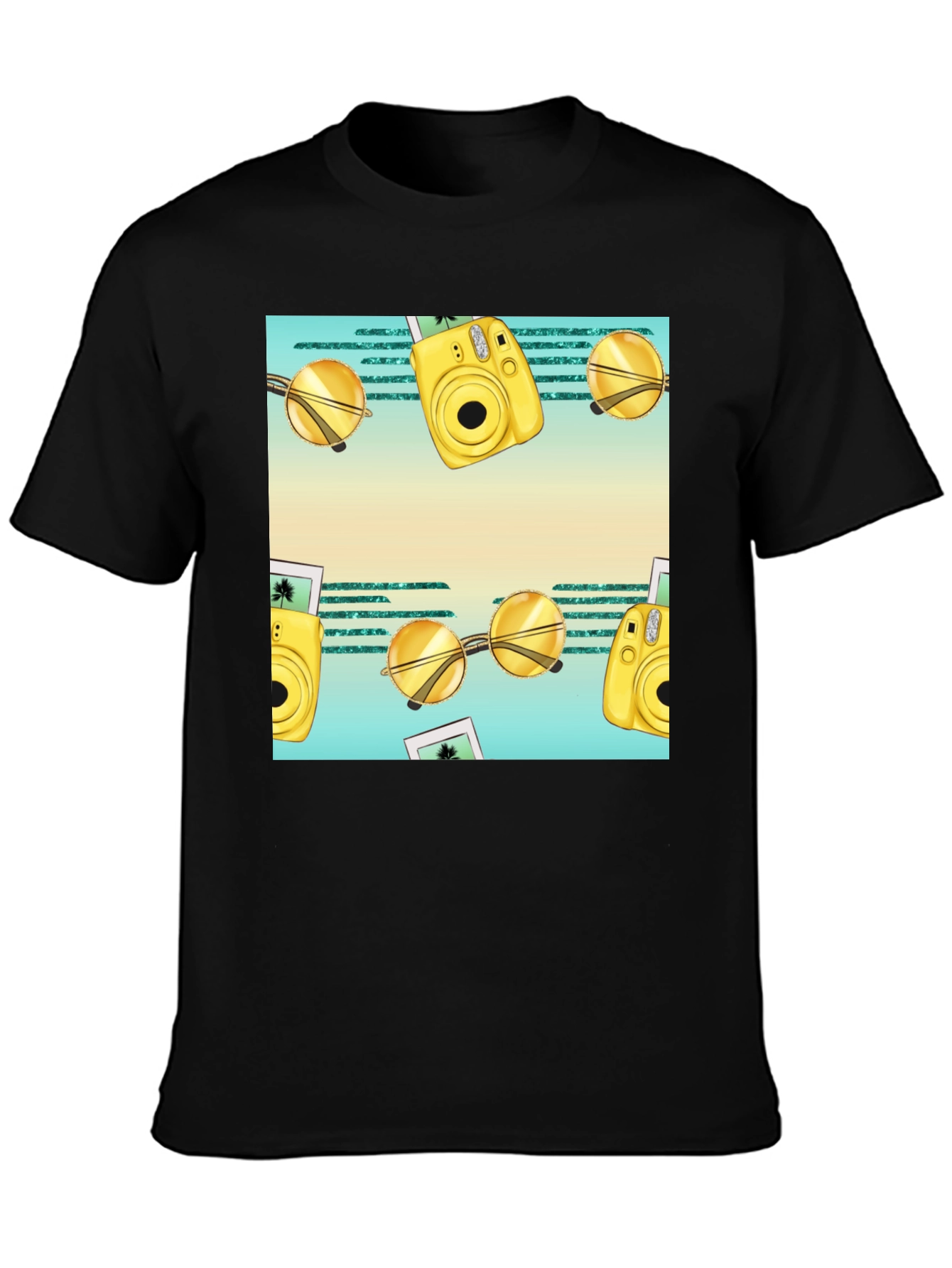 Summer Fun T-Shirt: Camera & Sunglasses Print