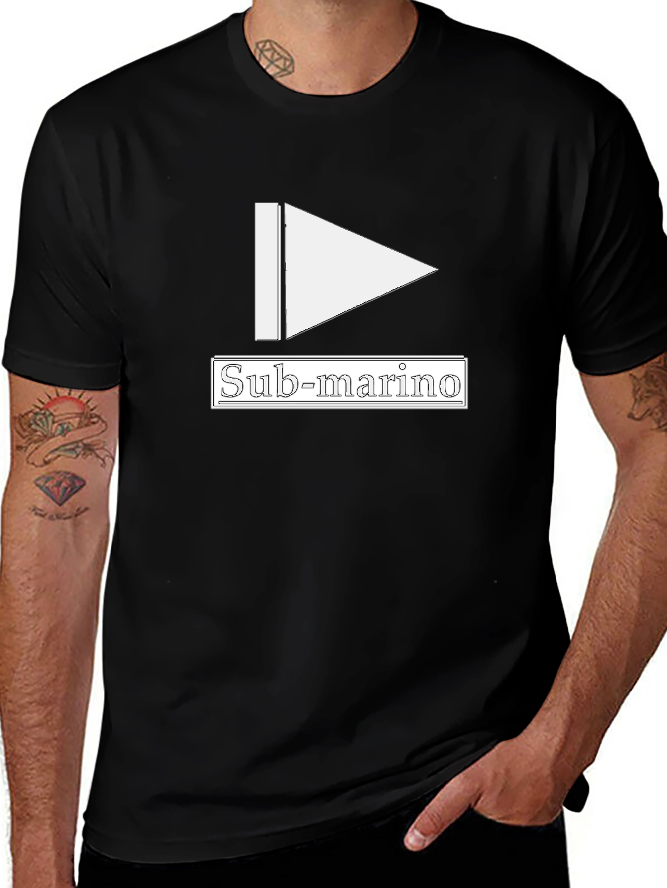 Sub-marino Graphic Tee - Black Cotton Casual T-Shirt