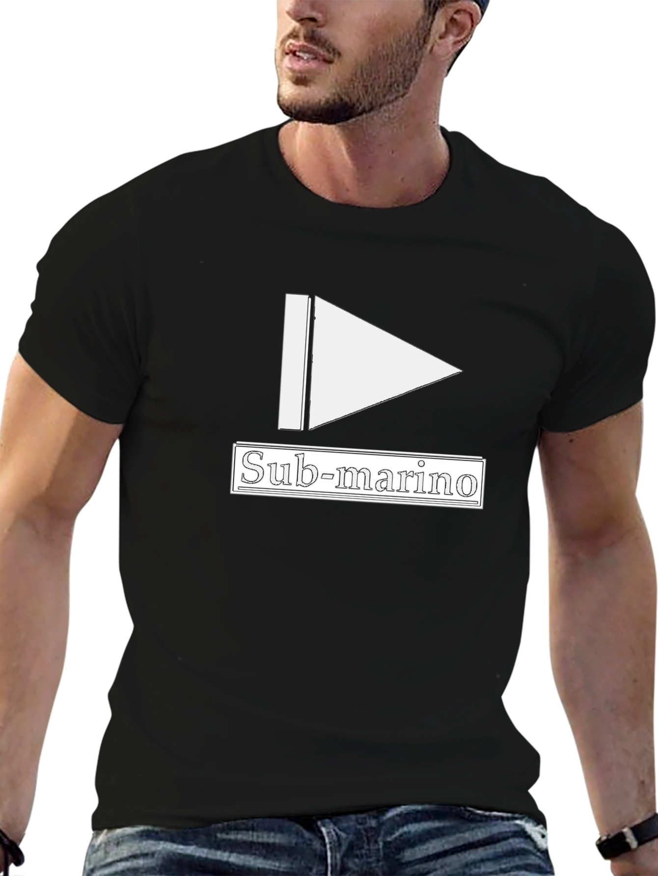 Sub-marino Graphic Tee - Black Cotton Casual T-Shirt