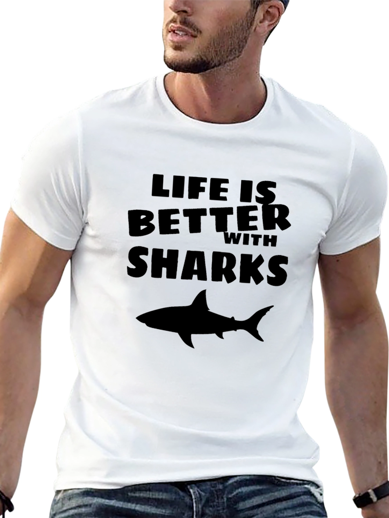 Life is Better with Sharks Black Graphic Tee