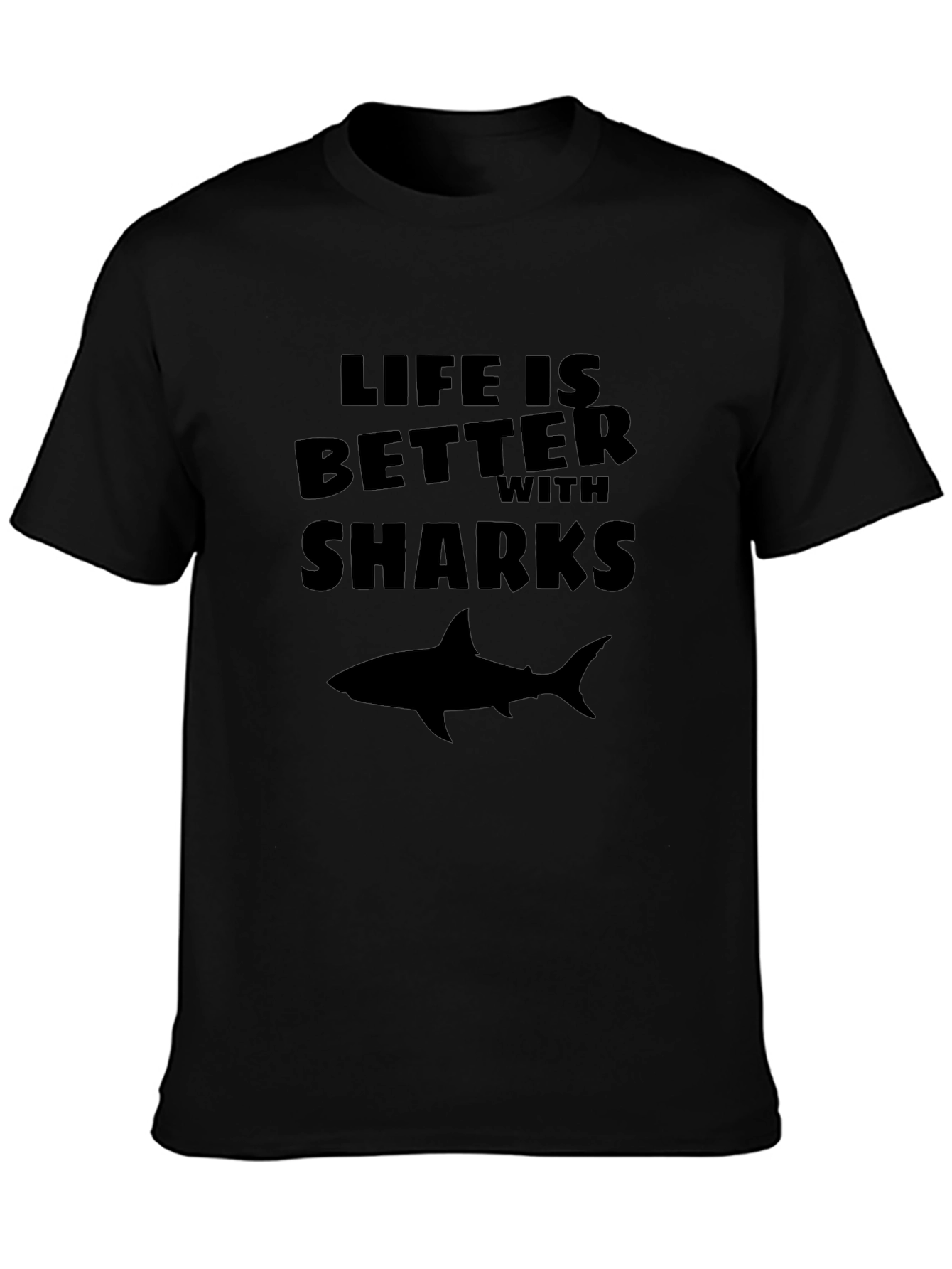 Life is Better with Sharks Black Graphic Tee