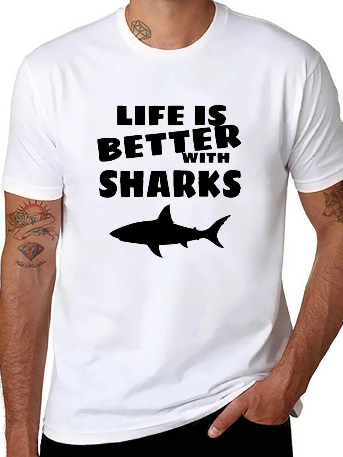 Life is Better with Sharks Black Graphic Tee