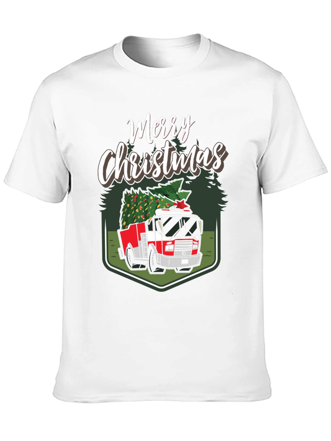Merry Christmas Fire Truck T-Shirt