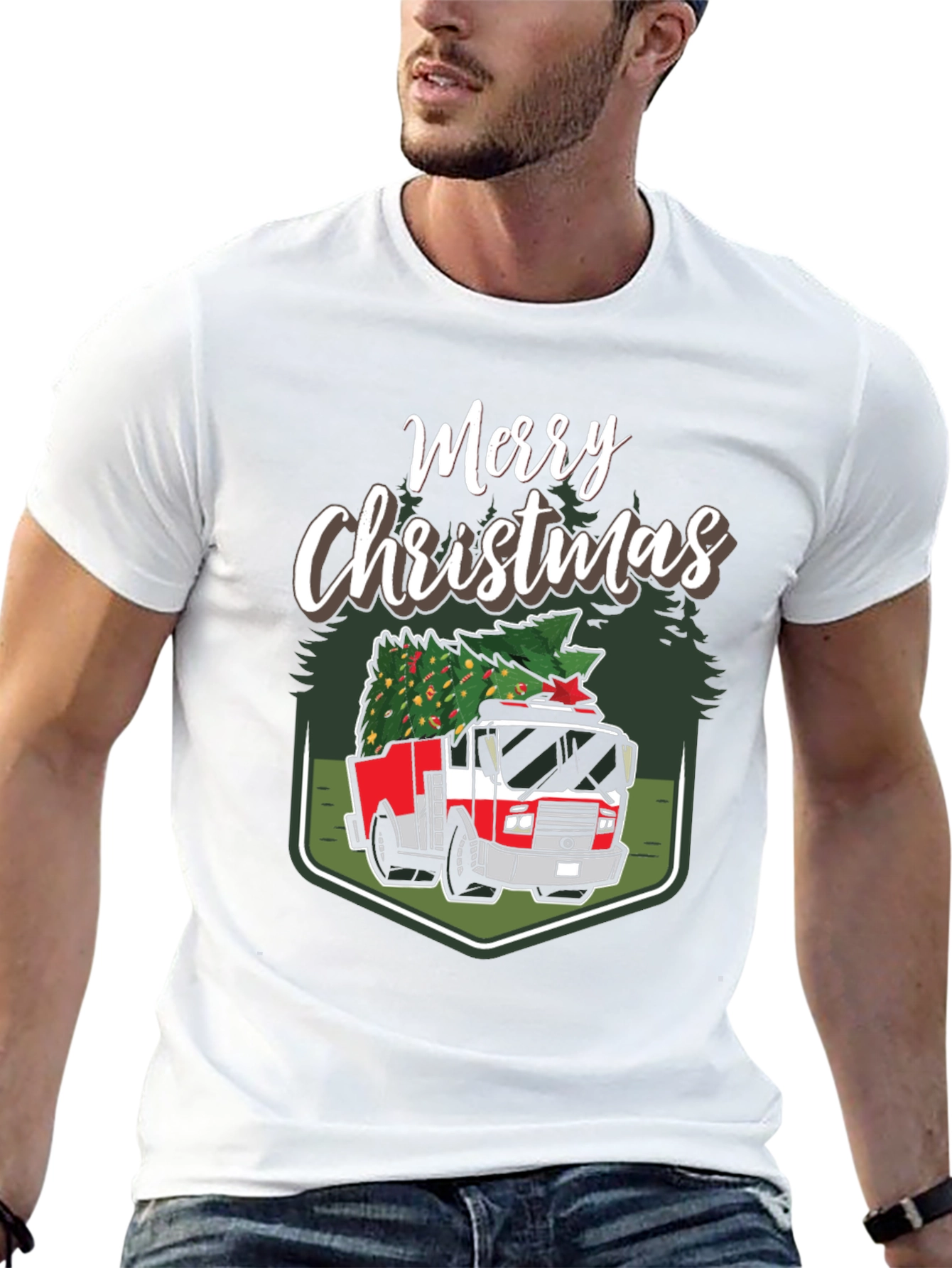 Merry Christmas Fire Truck T-Shirt