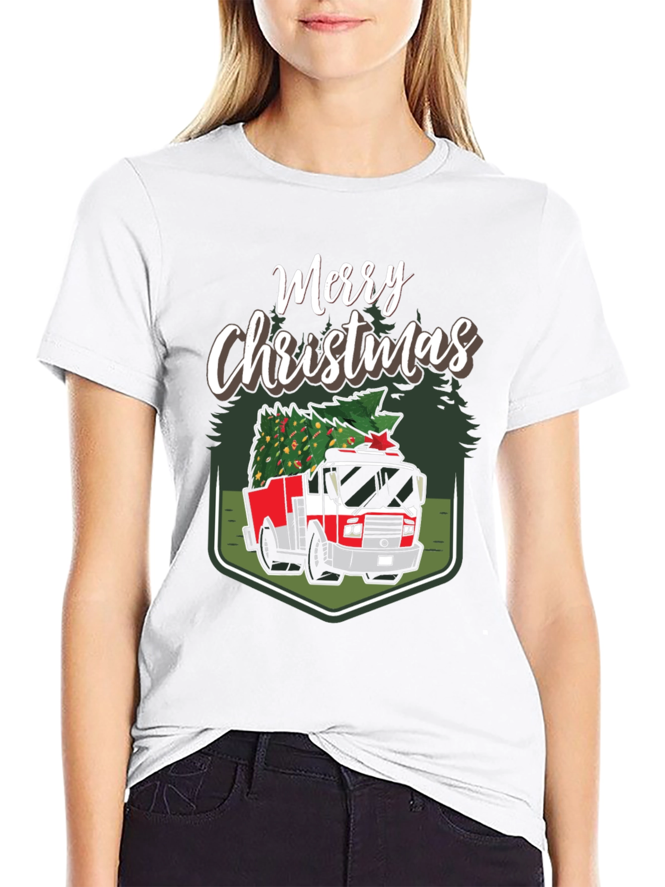 Merry Christmas Fire Truck T-Shirt