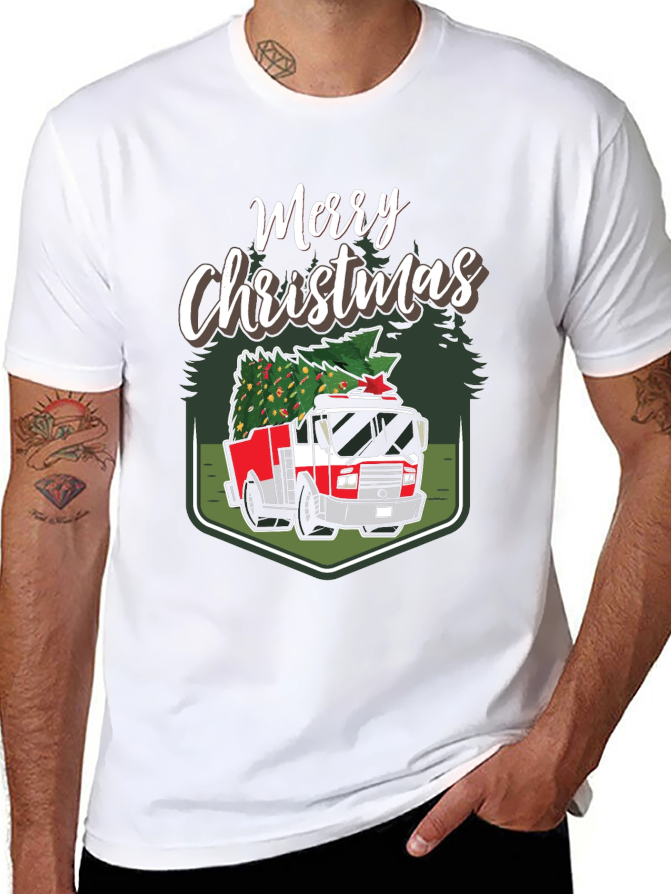 Merry Christmas Fire Truck T-Shirt