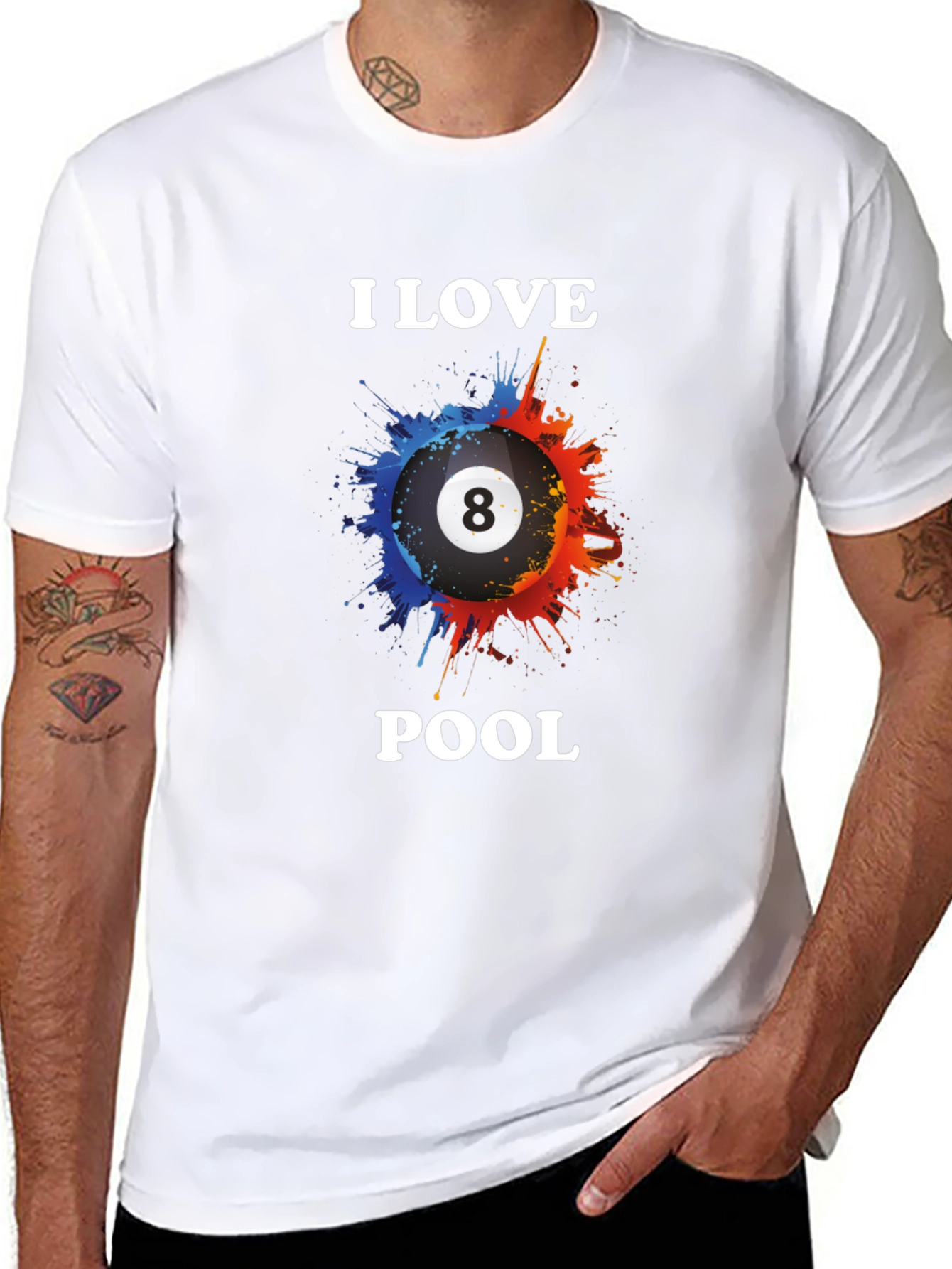 I Love Pool Graphic Tee - Billiards Fan T-Shirt