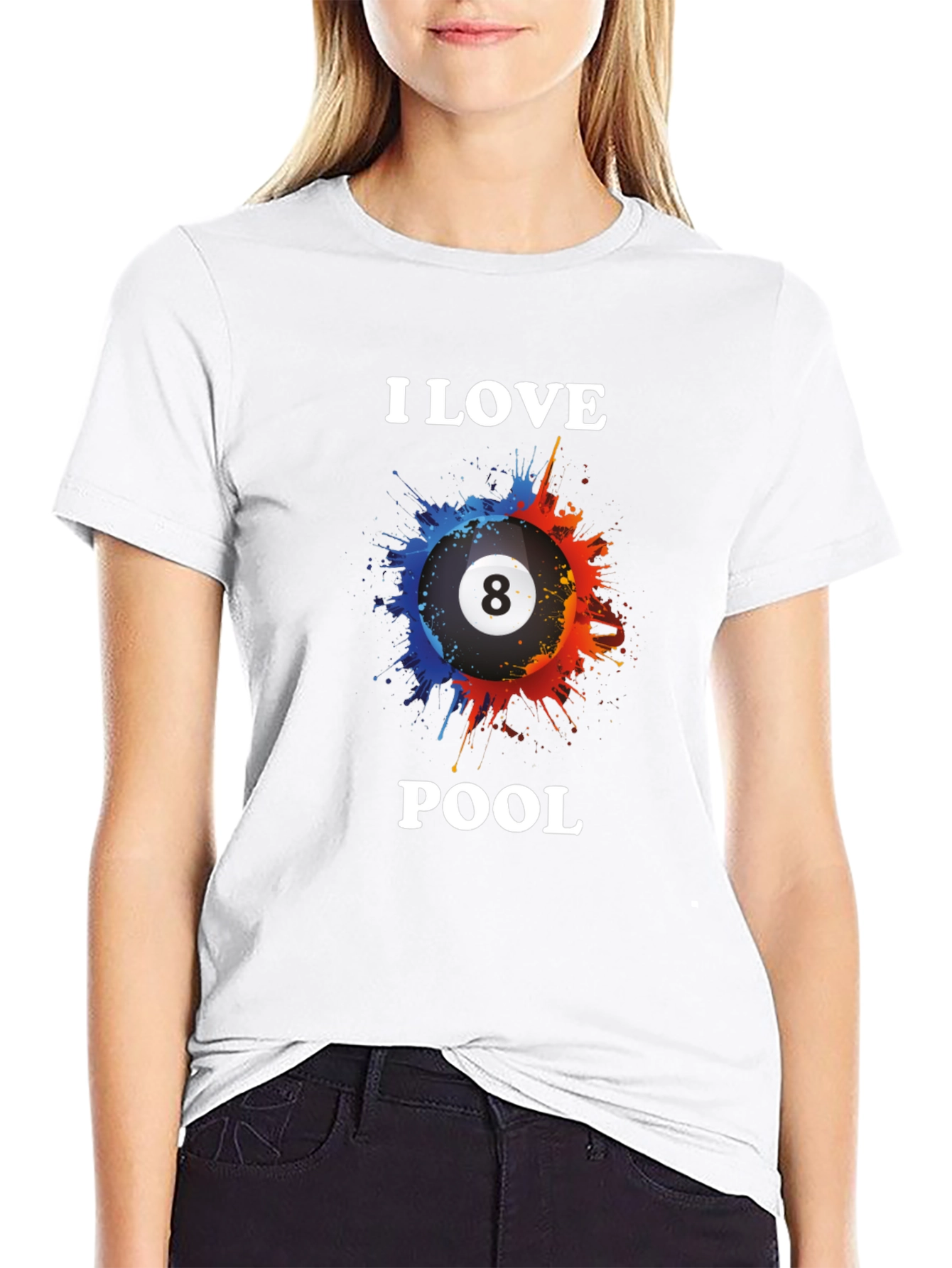 I Love Pool Graphic Tee - Billiards Fan T-Shirt