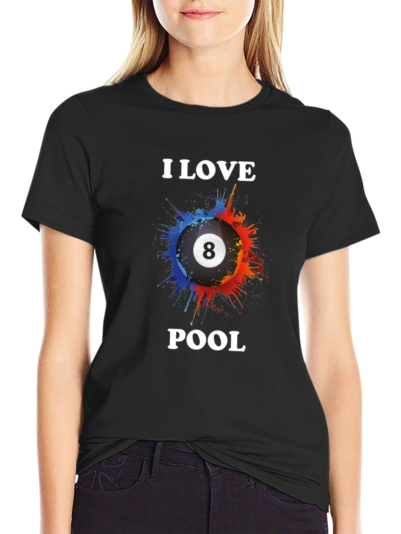 I Love Pool Graphic Tee - Billiards Fan T-Shirt