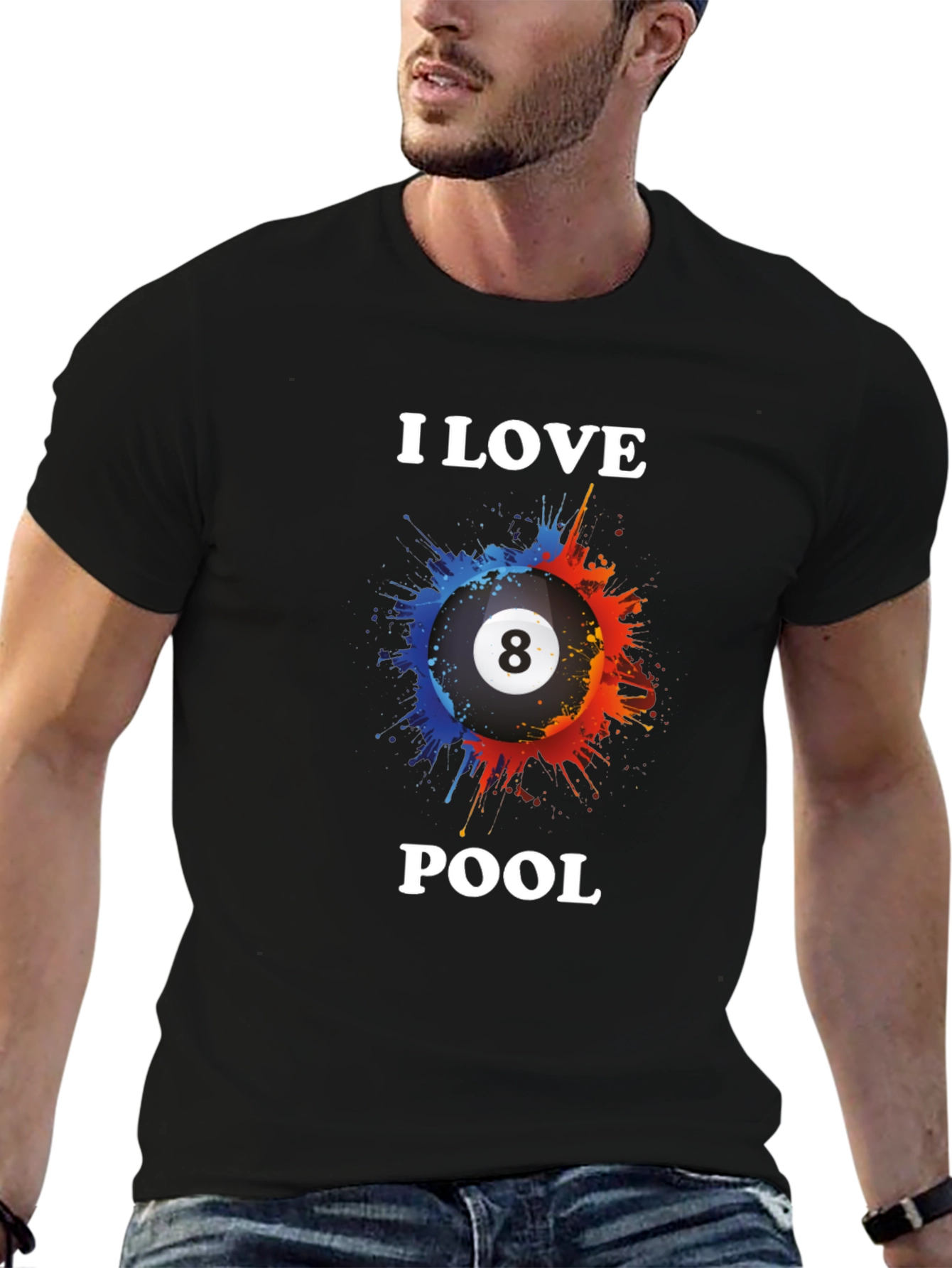 I Love Pool Graphic Tee - Billiards Fan T-Shirt