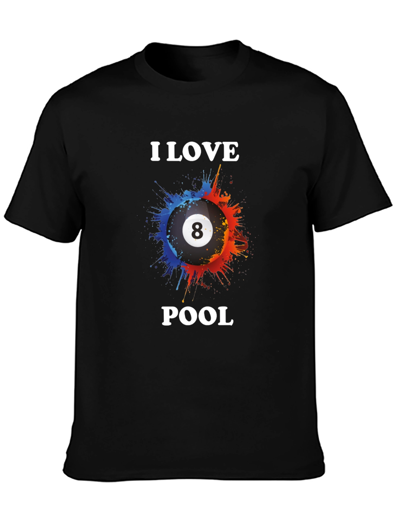 I Love Pool Graphic Tee - Billiards Fan T-Shirt