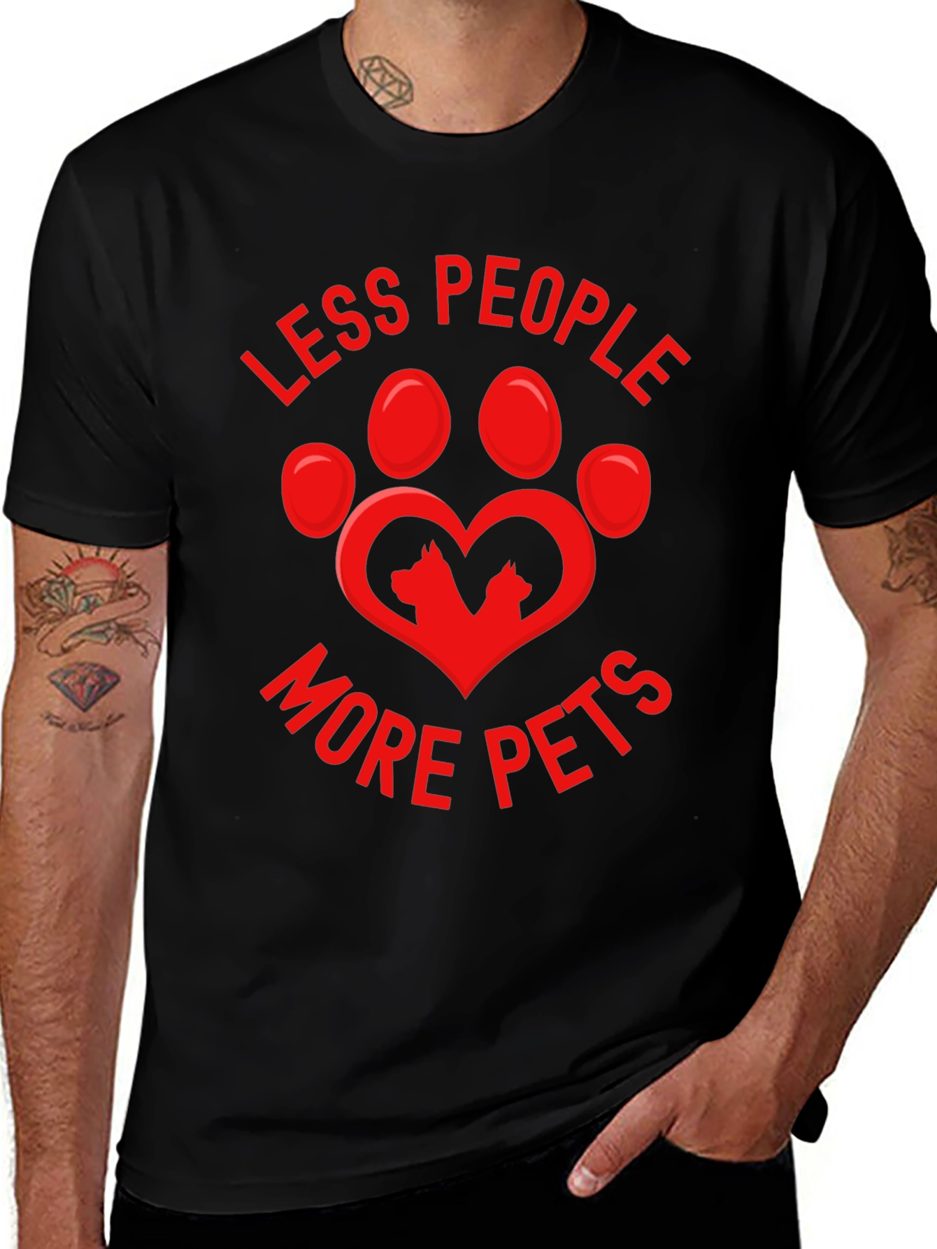 Less People More Pets Graphic T-Shirt